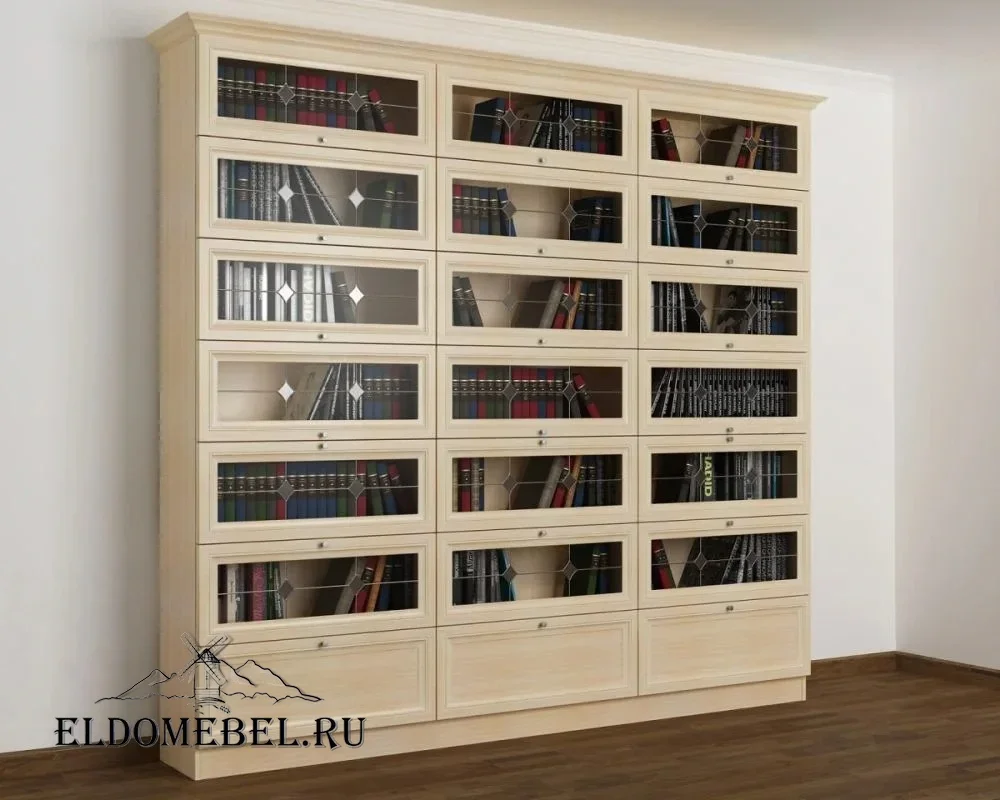 Библиотека №12   с витражами    цвет Стандарт молочный беленый дуб