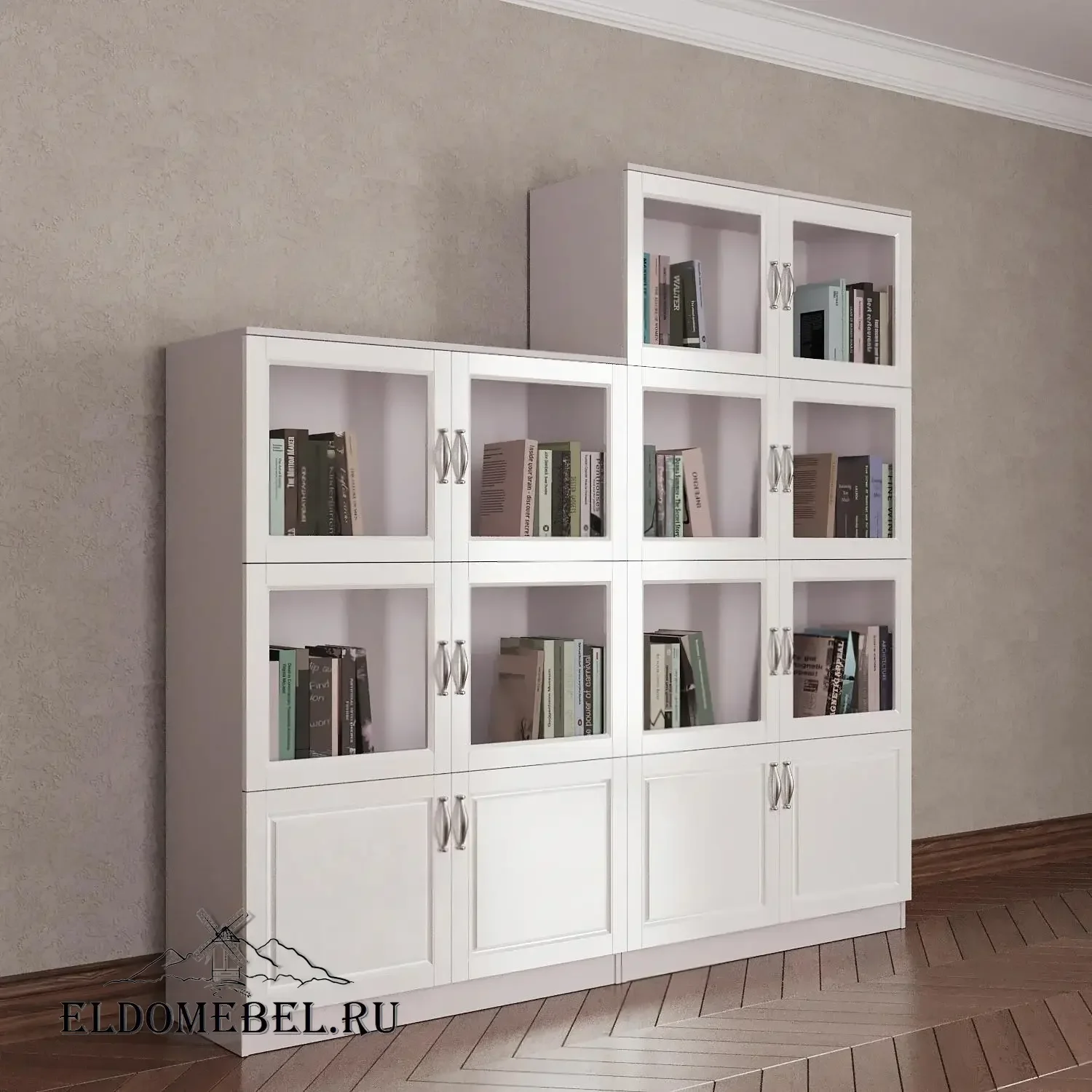 Библиотека №21210      цвет Адамант белый глянец
