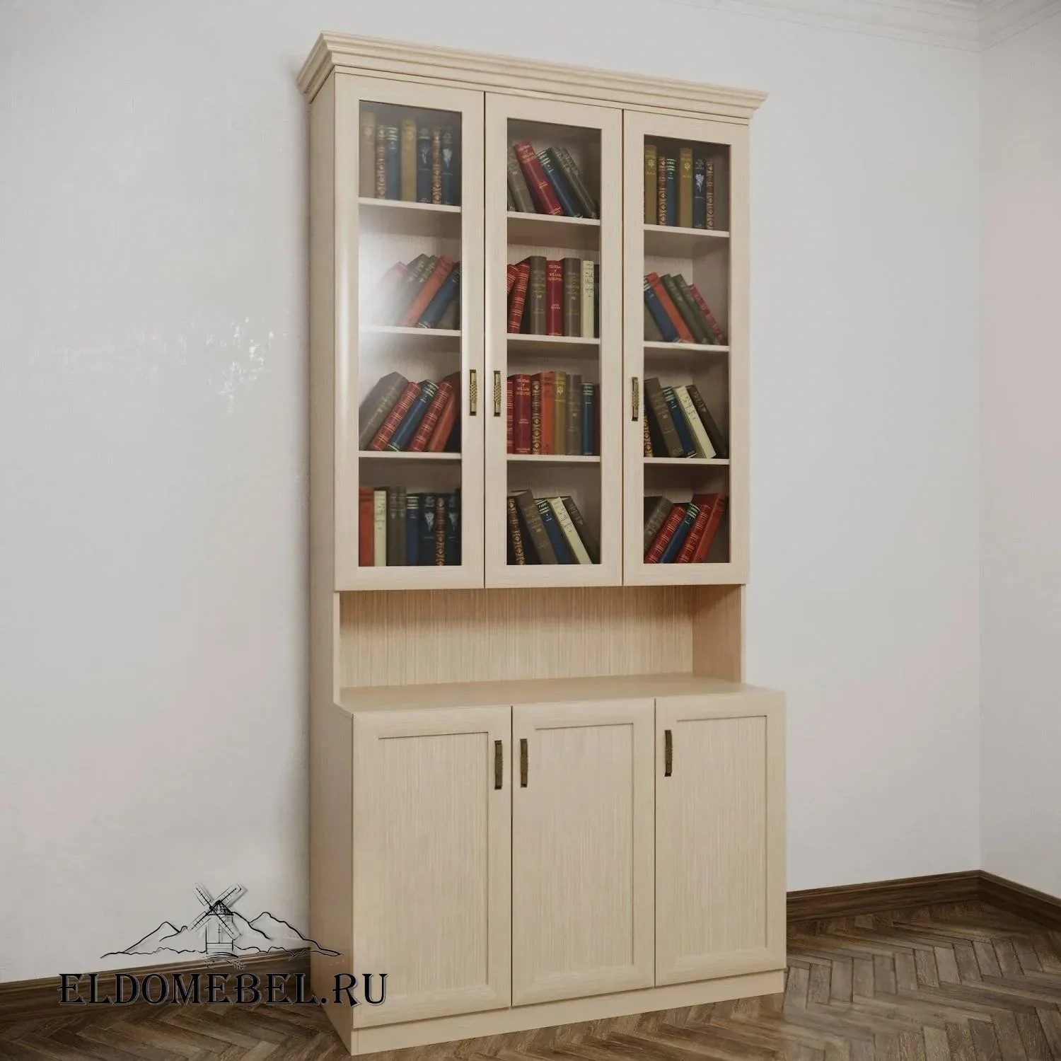 Книжный шкаф №21212      цвет Стандарт молочный беленый дуб