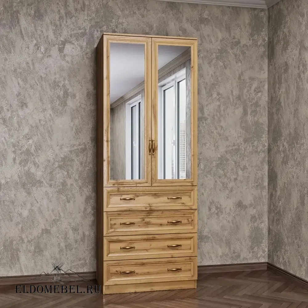 Шкаф 2/ 3  с зеркалом     цвет Дуб крафт золотой