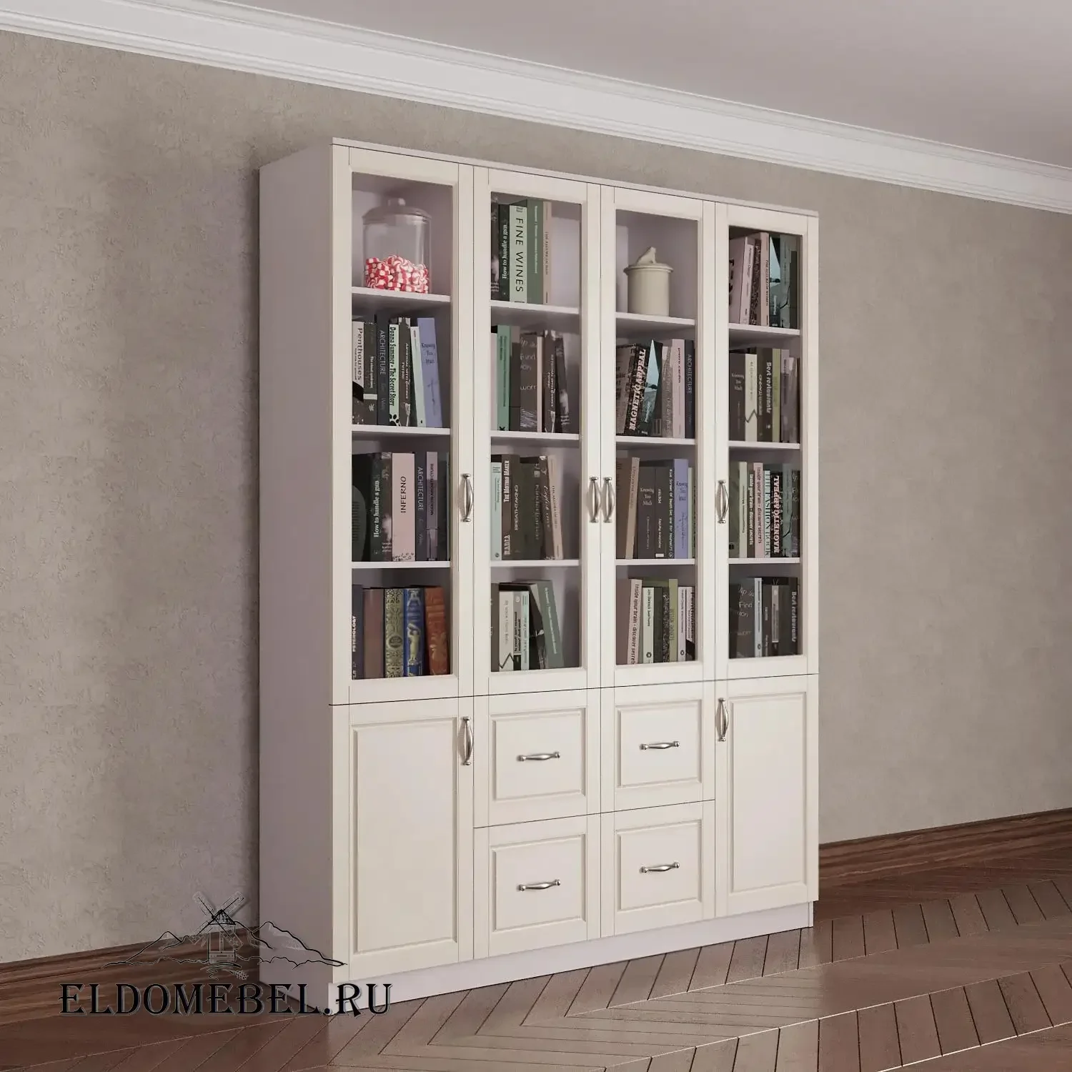 Книжный шкаф 4 №10      цвет Адамант гляссе