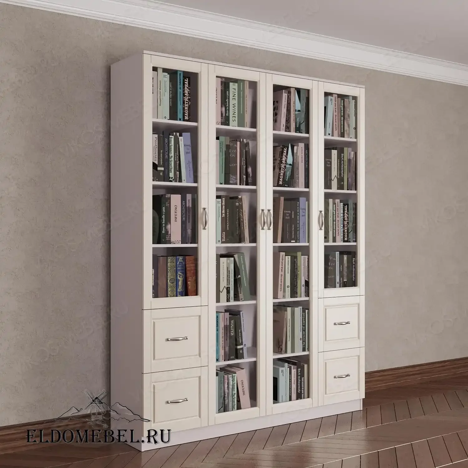 Книжный шкаф 4 №14      цвет Адамант гляссе
