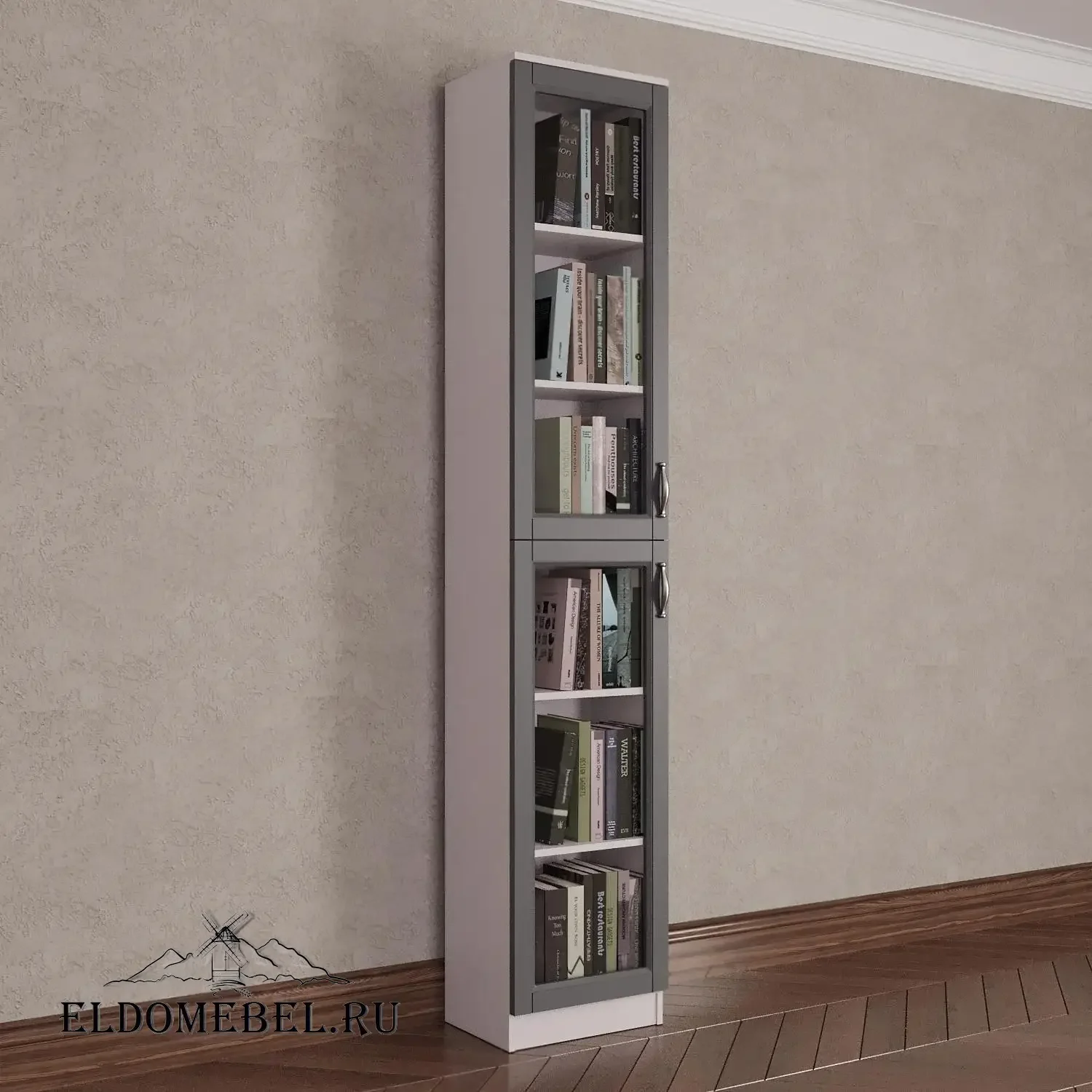 Книжный шкаф 1/2      цвет Адамант серый