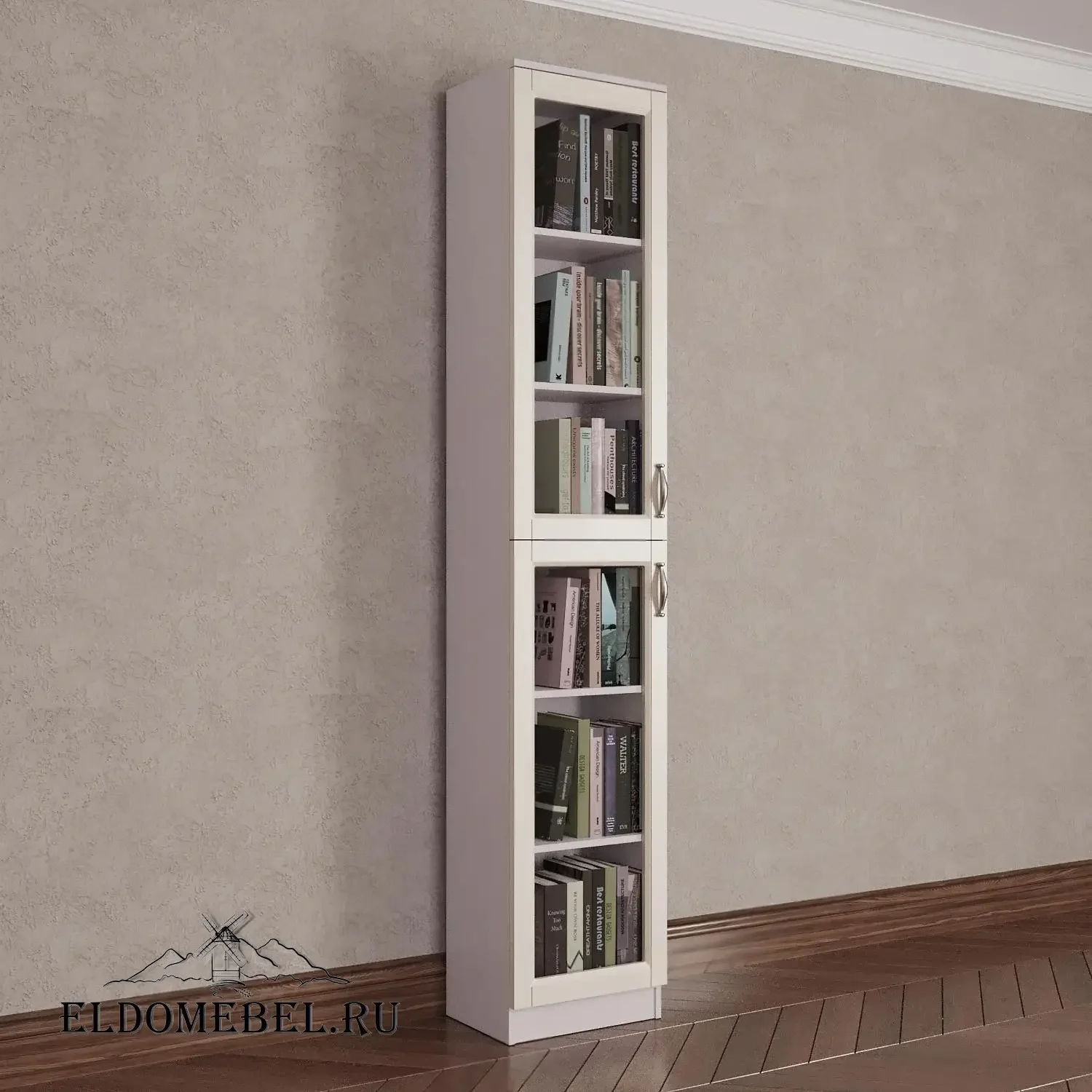 Книжный шкаф 1/2      цвет Адамант гляссе