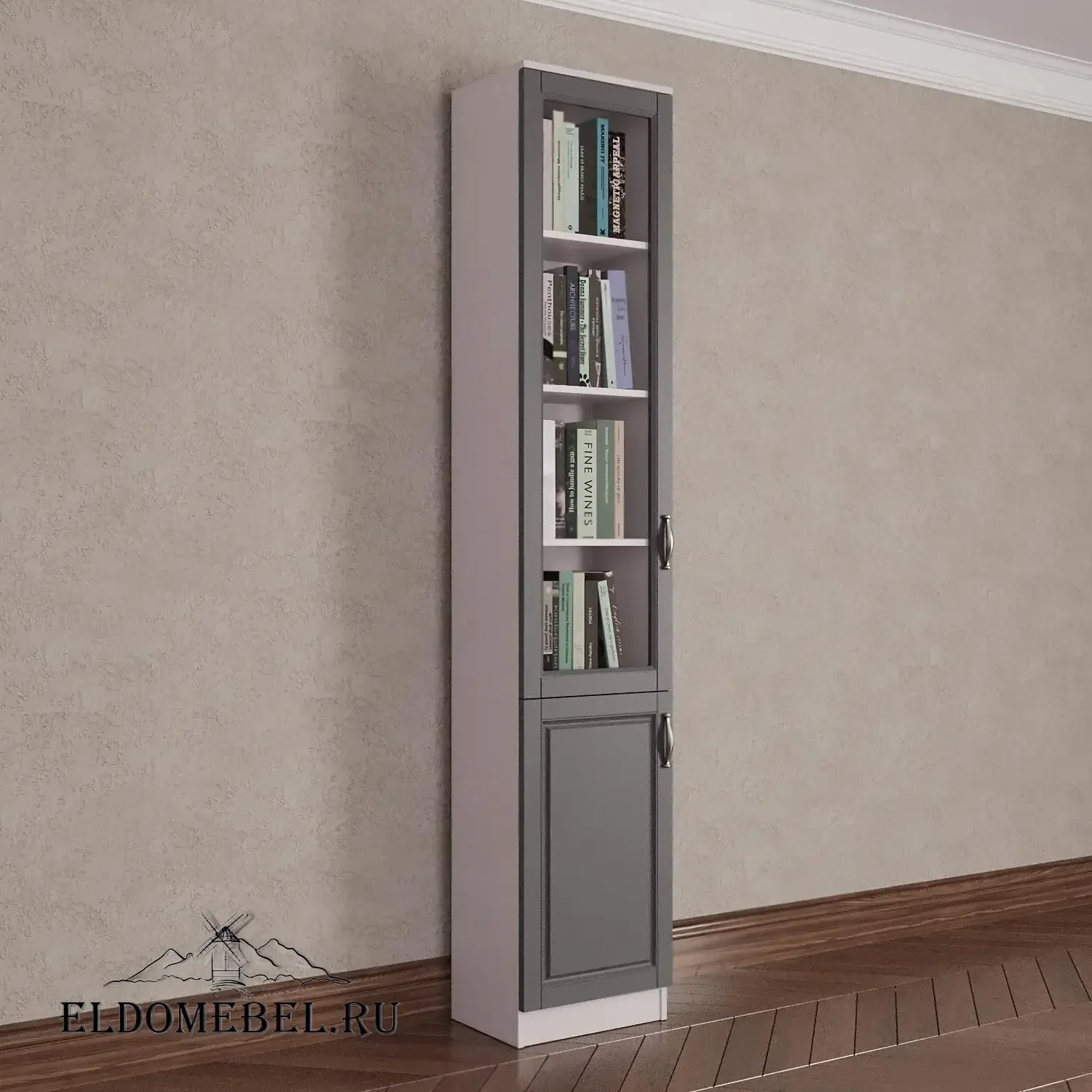 Книжный шкаф 1/3      цвет Адамант серый