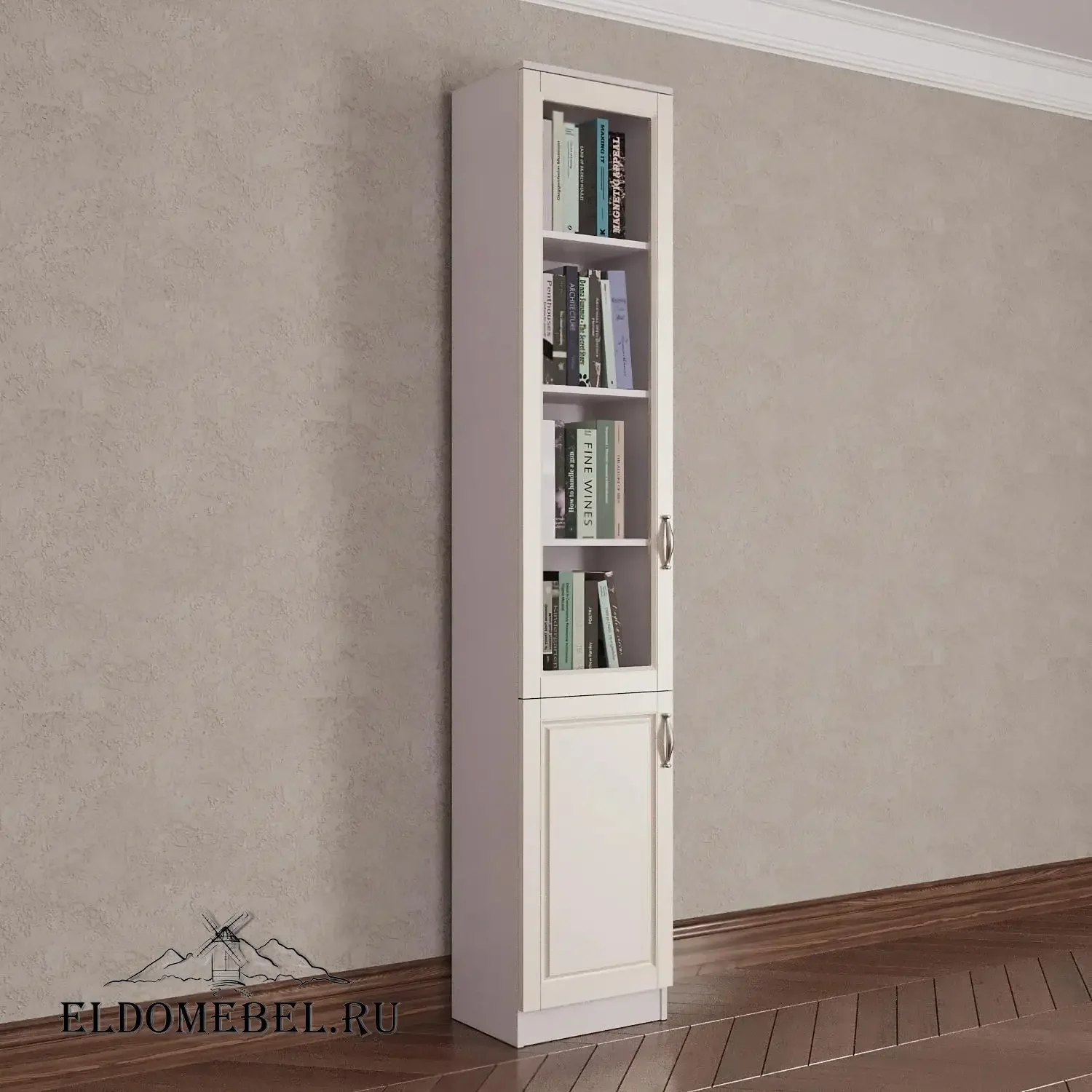 Книжный шкаф 1/3      цвет Адамант гляссе