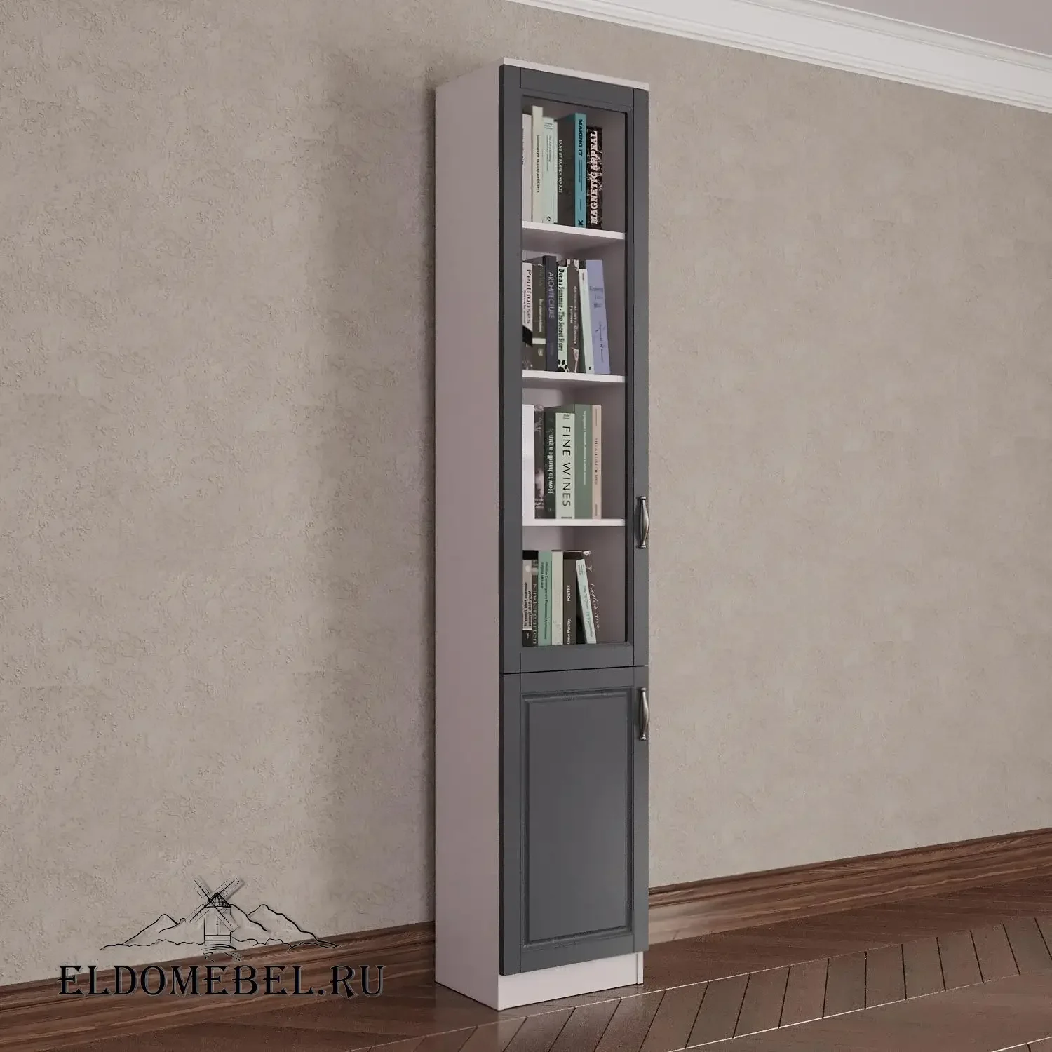 Книжный шкаф 1/3      цвет Адамант графит