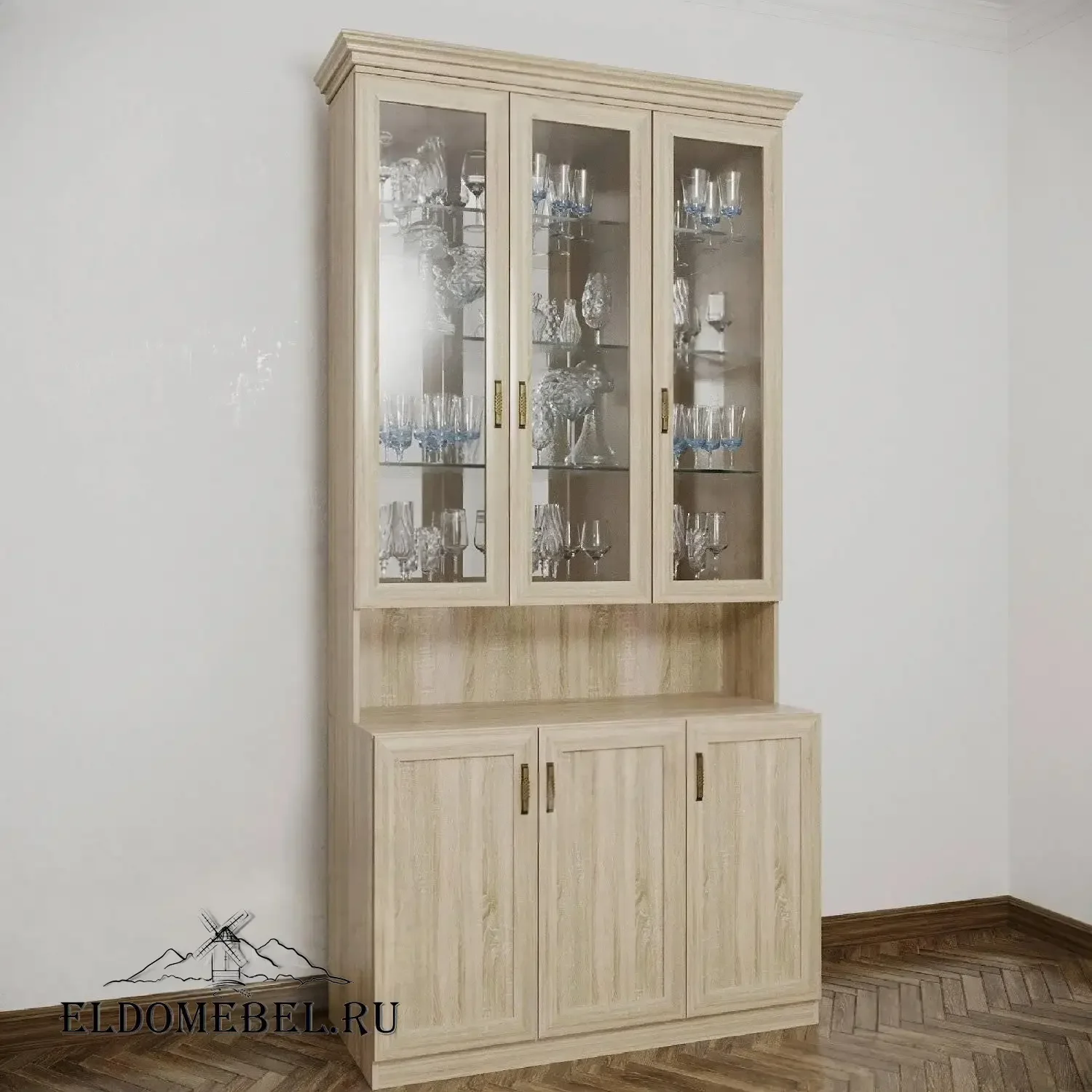 Библиотека №30  с зеркалом     цвет Стандарт дуб сонома