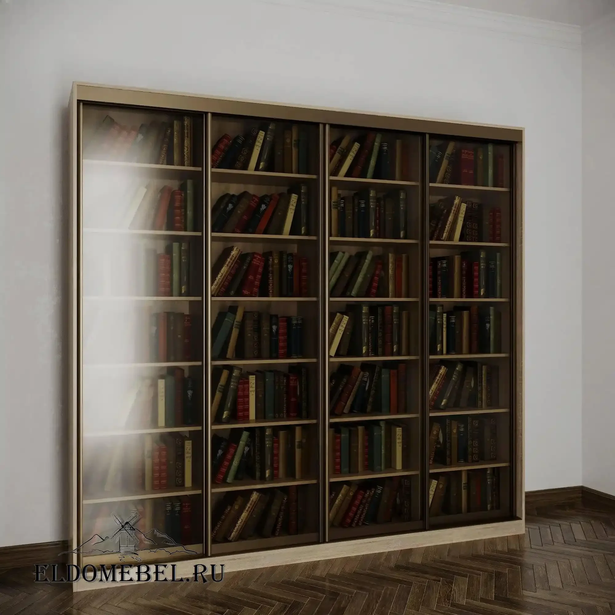Книжный шкаф купе №3     тонированное стекло  цвет Стандарт дуб сонома