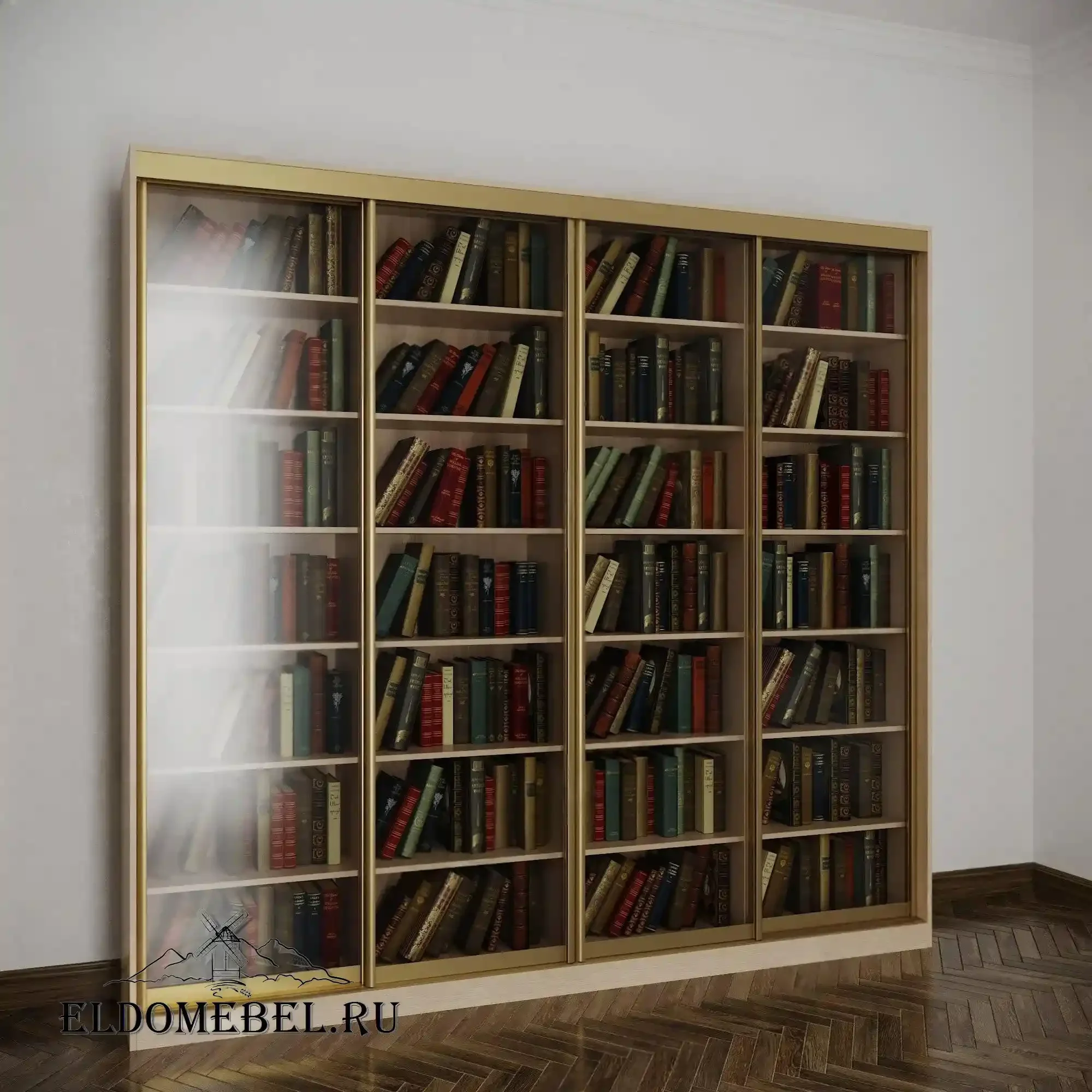 Книжный шкаф купе №3      цвет Стандарт молочный беленый дуб