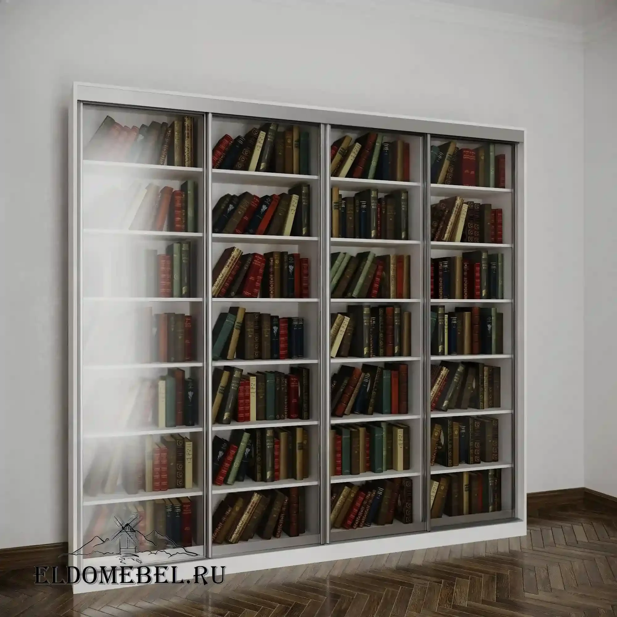 Книжный шкаф купе №3      цвет Стандарт белый
