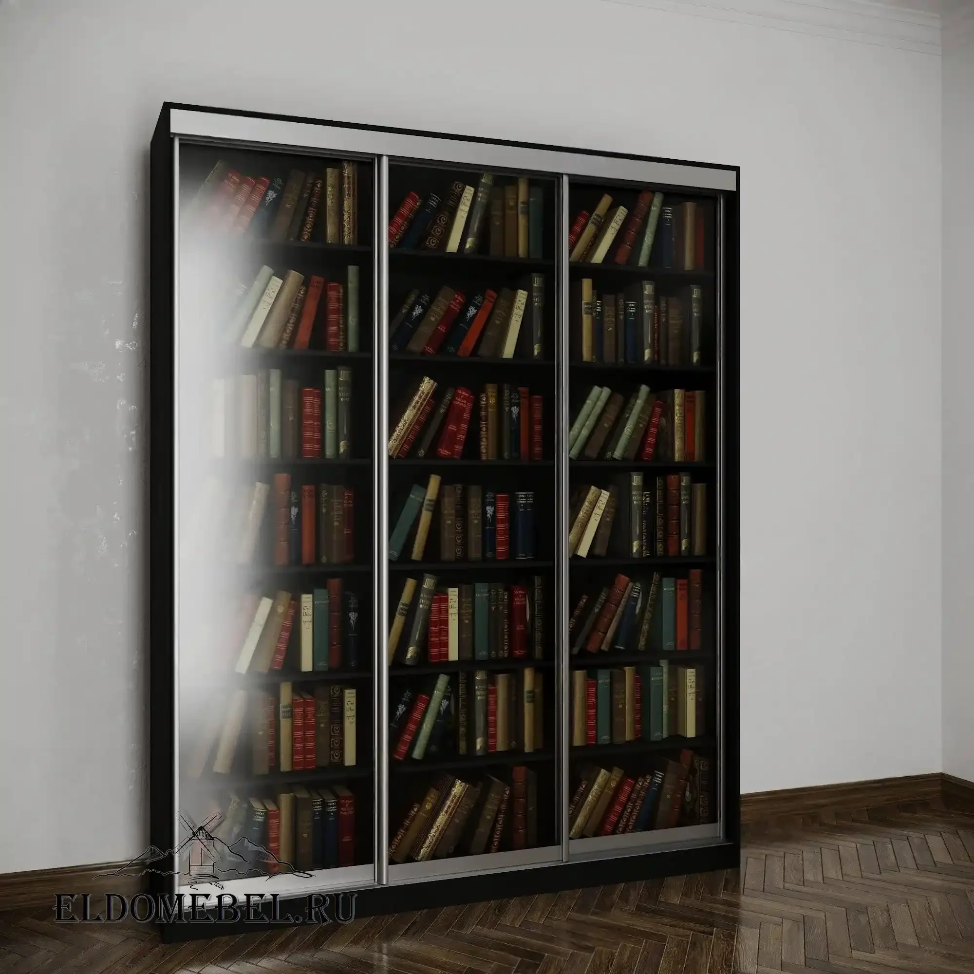 Книжный шкаф купе №2      цвет Стандарт черный