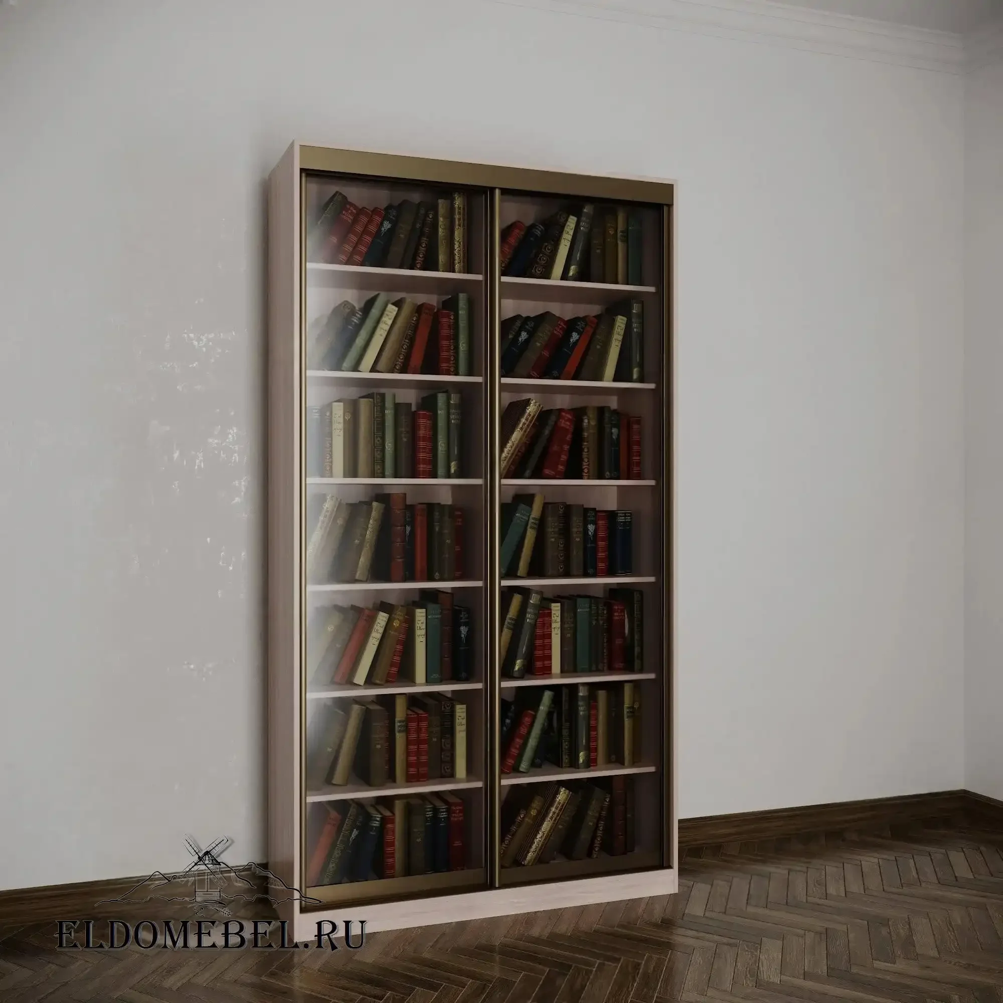 Книжный шкаф купе №1      цвет Стандарт шимо светлый