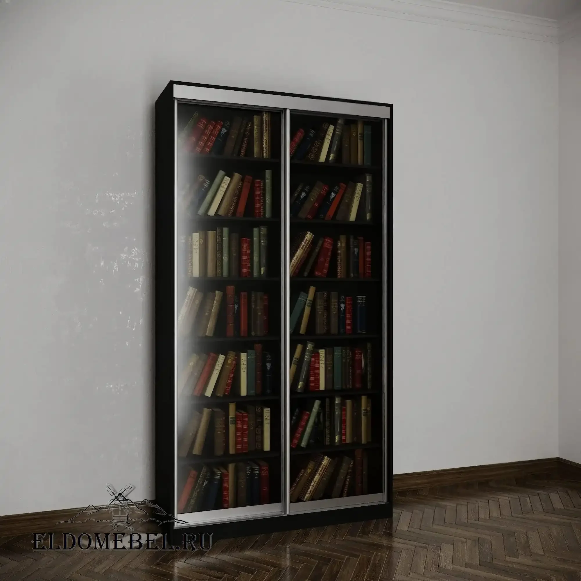 Книжный шкаф купе №1      цвет Стандарт черный