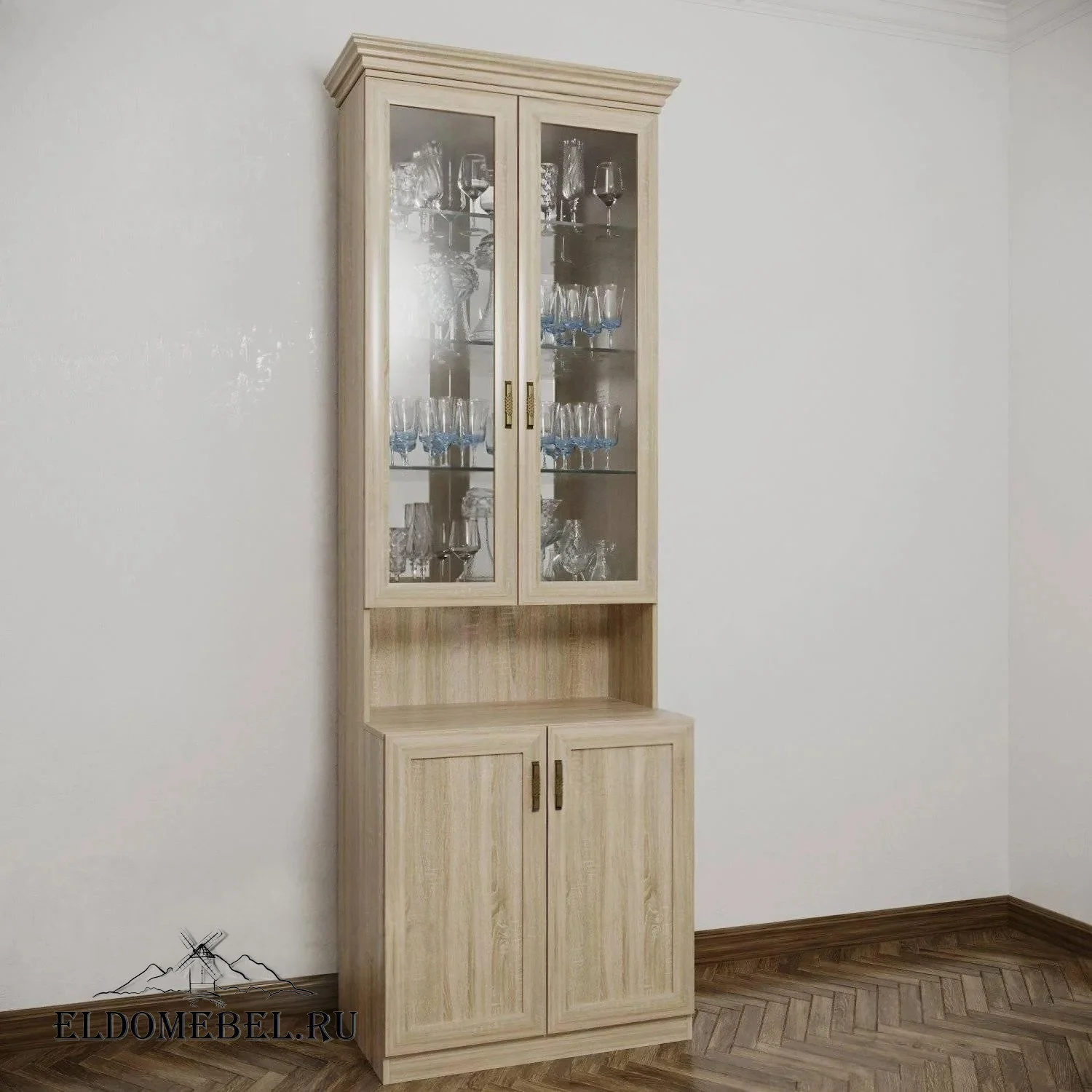 Сервант №21231  с зеркалом     цвет Стандарт дуб сонома