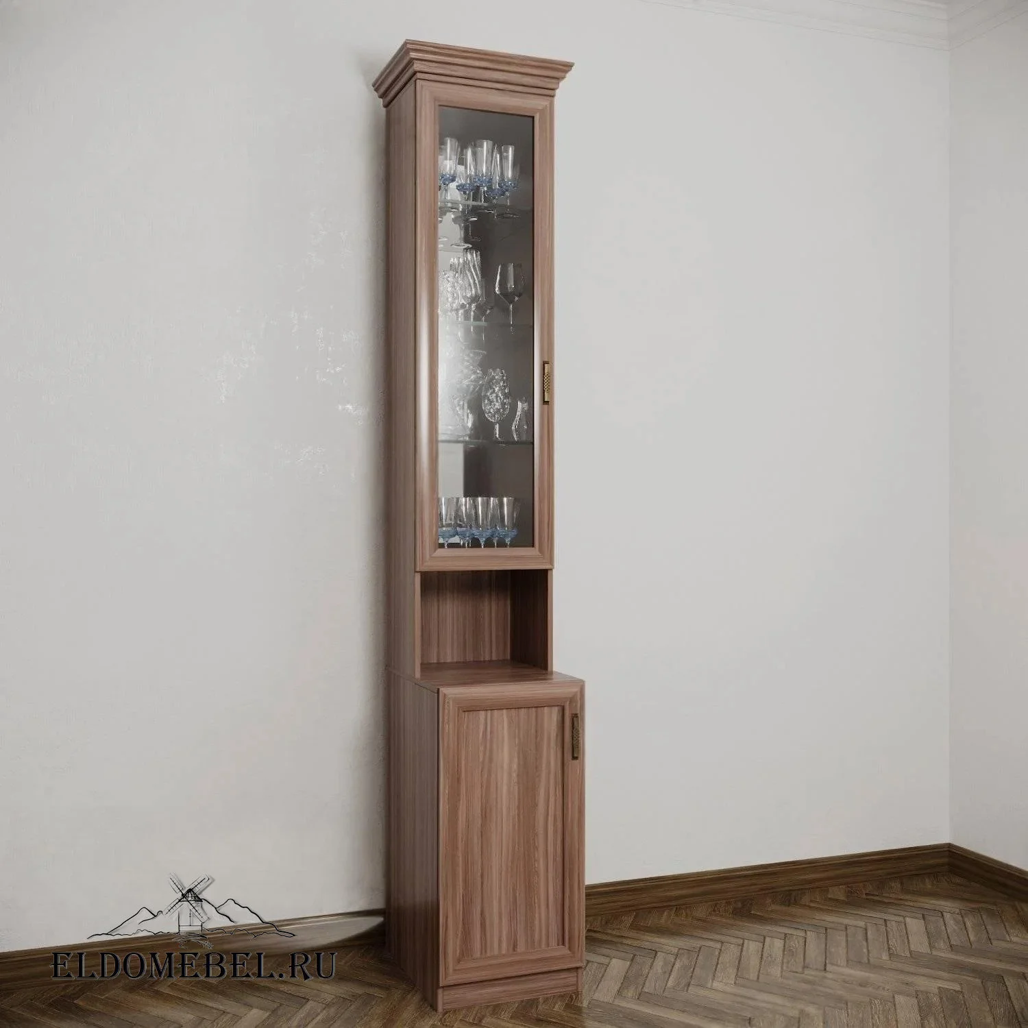 Сервант №21230  с зеркалом     цвет Стандарт шимо темный