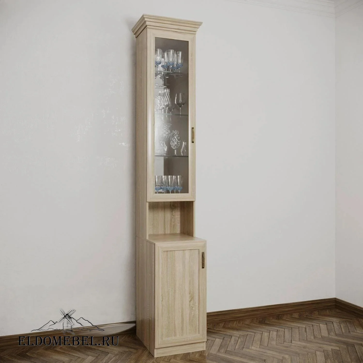 Сервант №21230  с зеркалом     цвет Стандарт дуб сонома