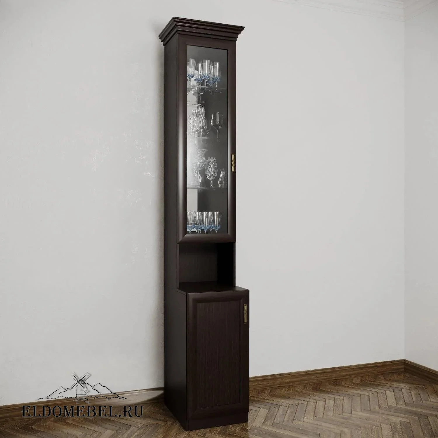 Сервант №21230  с зеркалом     цвет Стандарт венге