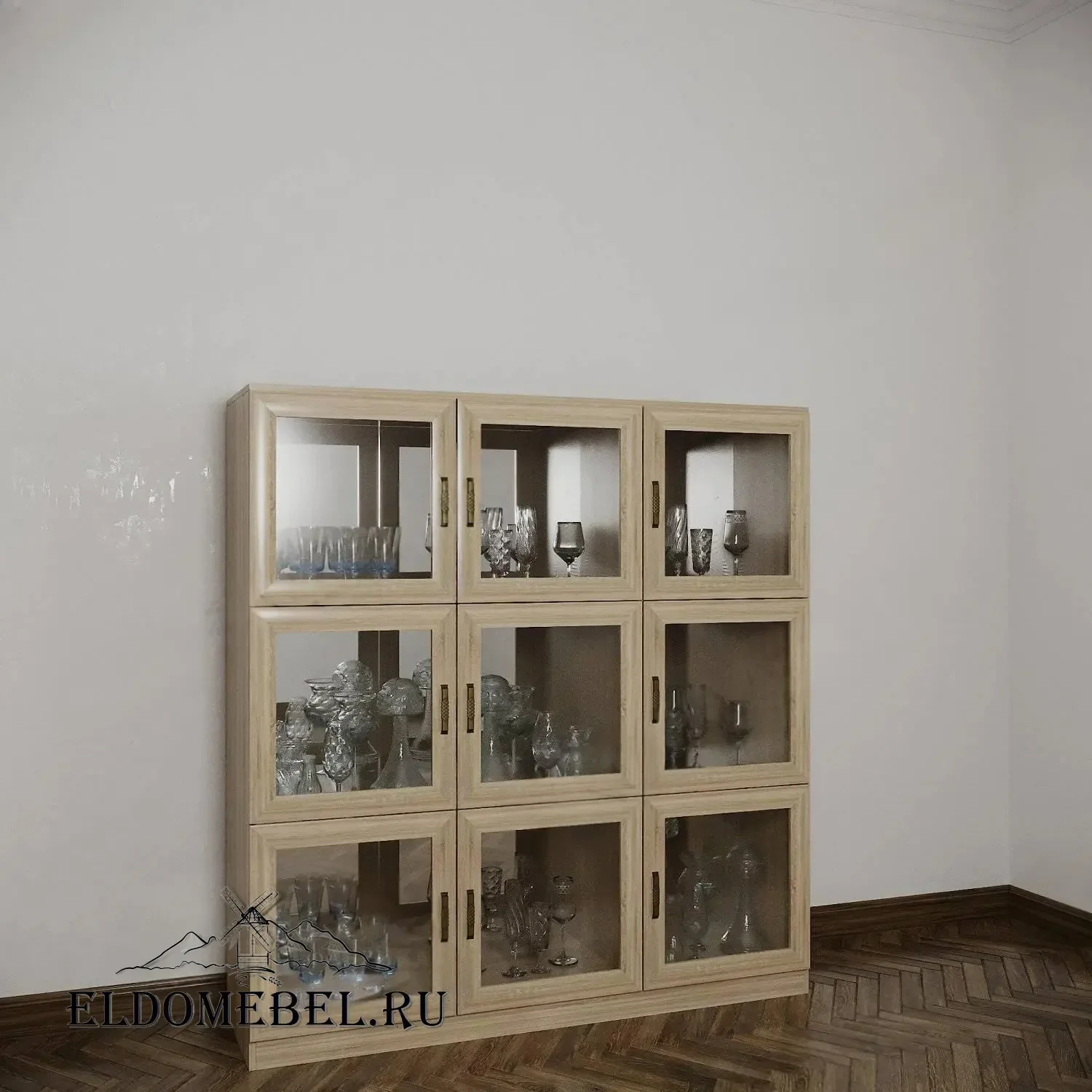 Сервант №21226  с зеркалом     цвет Стандарт дуб сонома