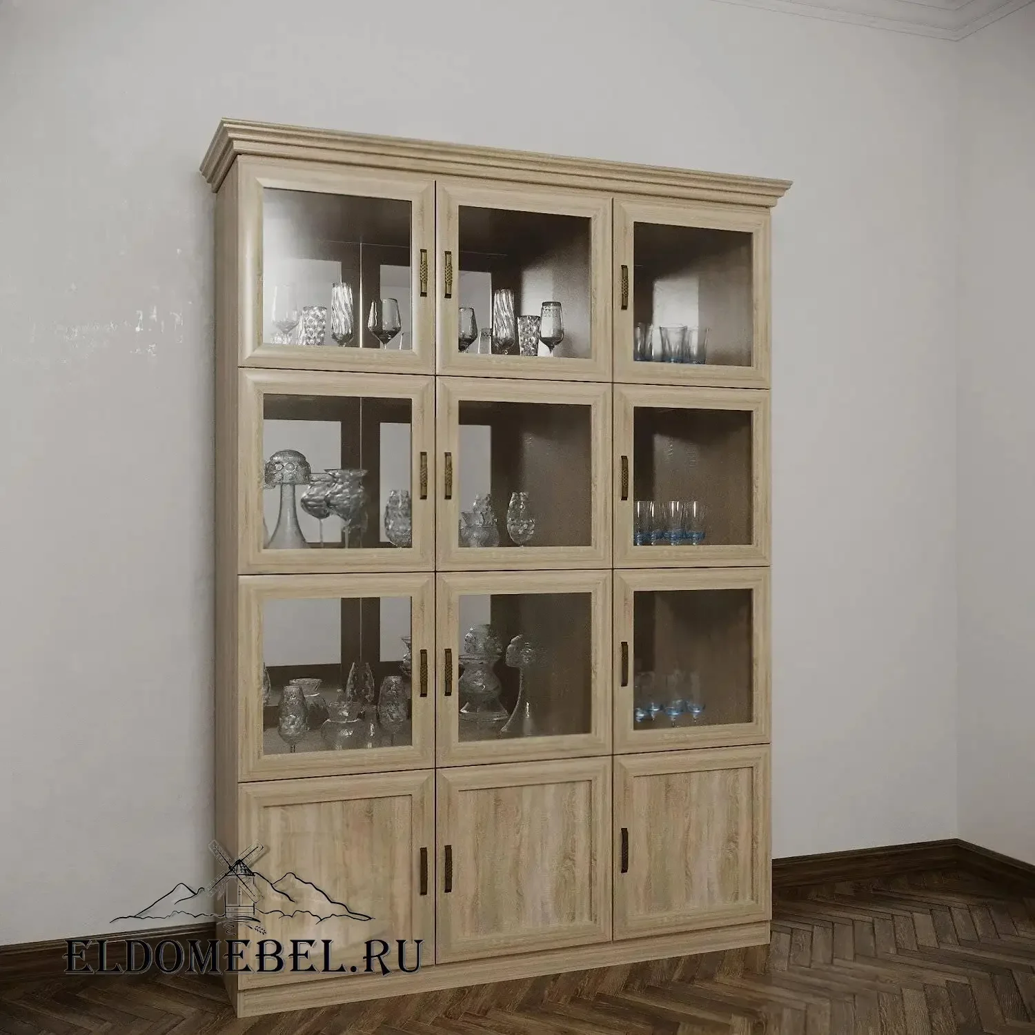 Сервант Арьеж 8   с зеркалом     цвет Стандарт дуб сонома