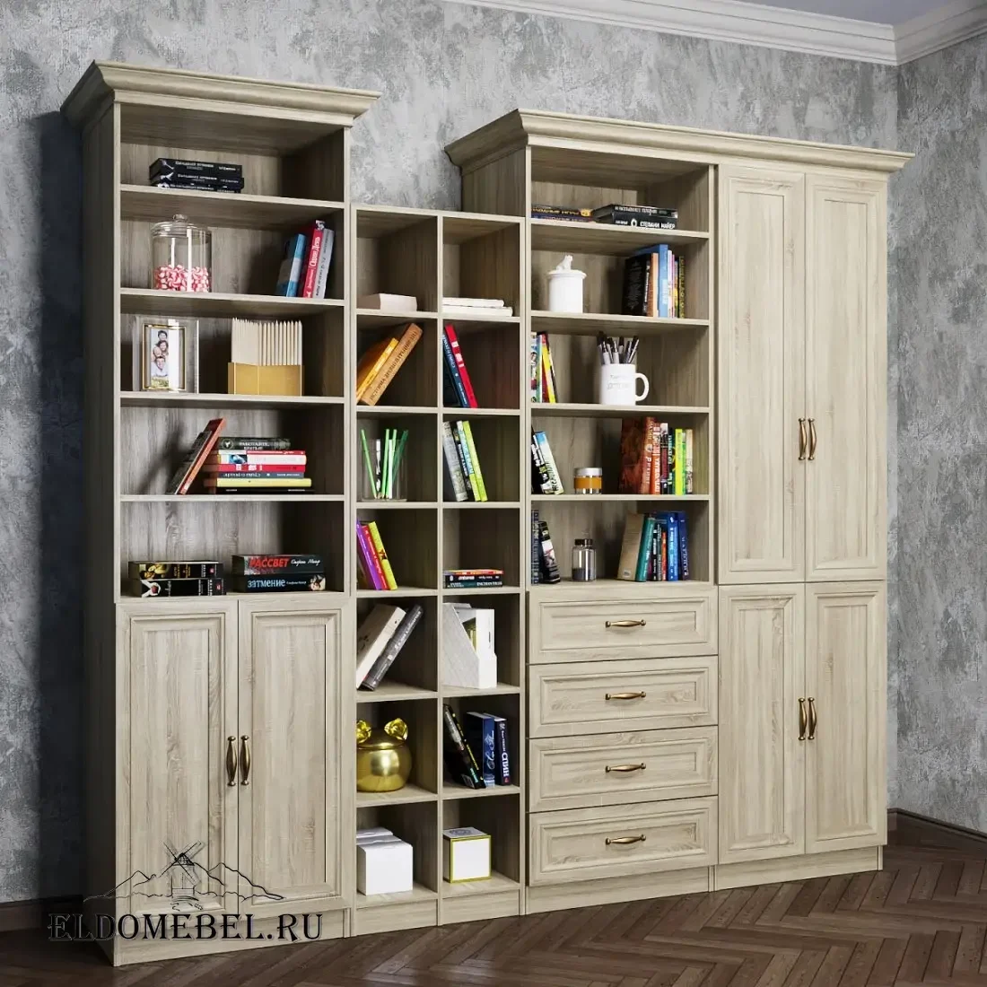 Большой стеллаж Автограф №1 цвет Стандарт дуб сонома