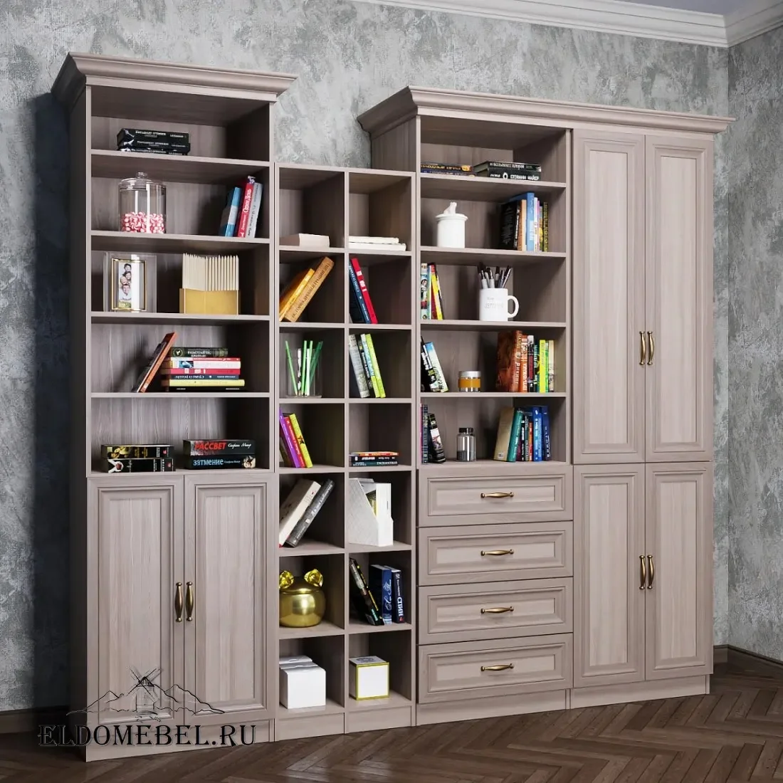 Большой стеллаж Автограф №1 цвет Стандарт шимо светлый