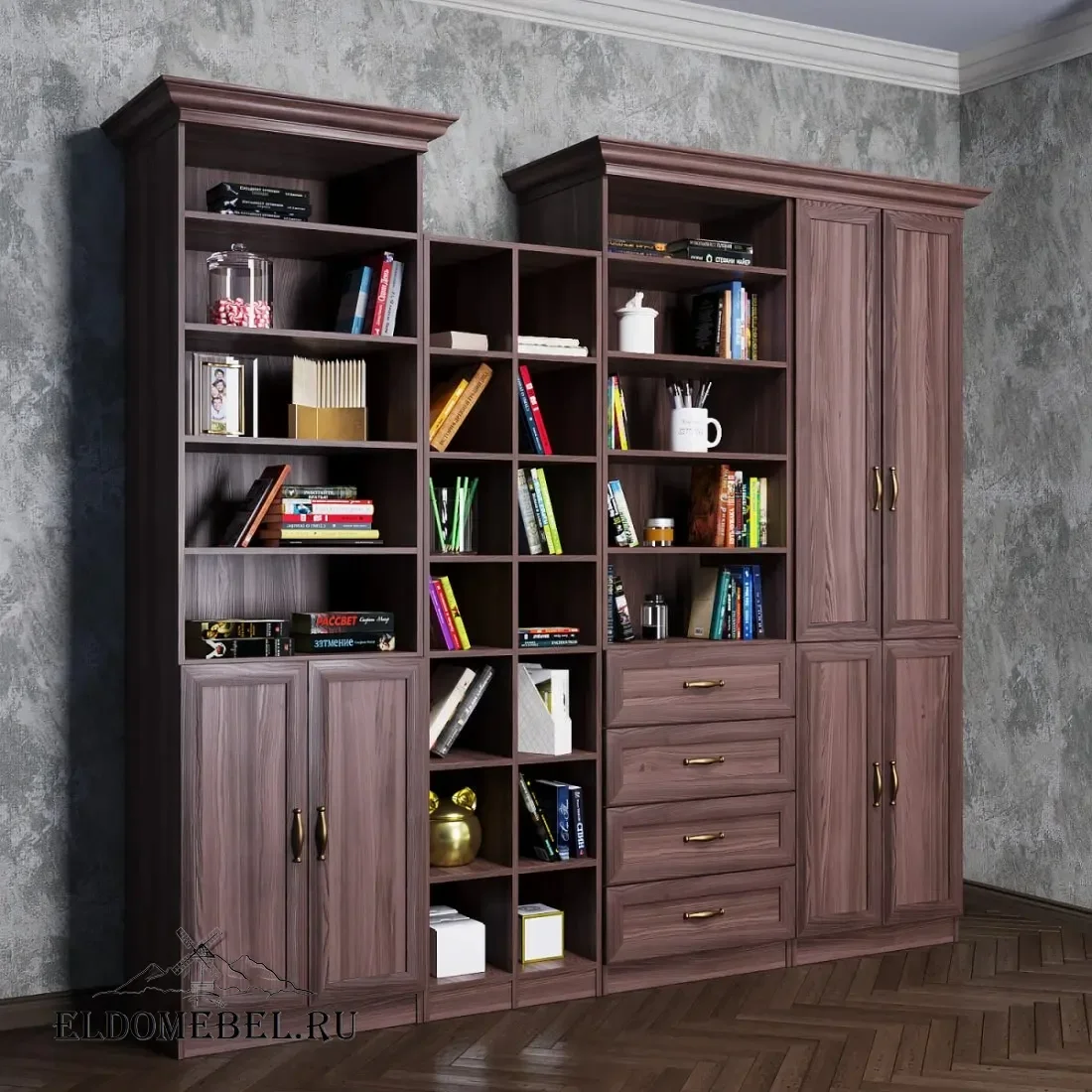 Большой стеллаж Автограф №1 цвет Стандарт шимо темный