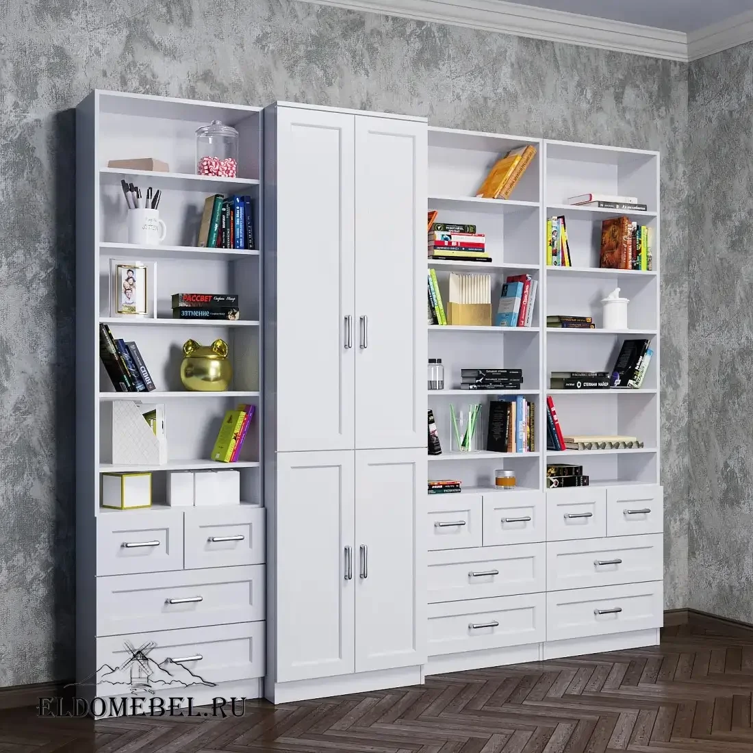 Стильный стеллаж Автограф №2 цвет Стандарт белый