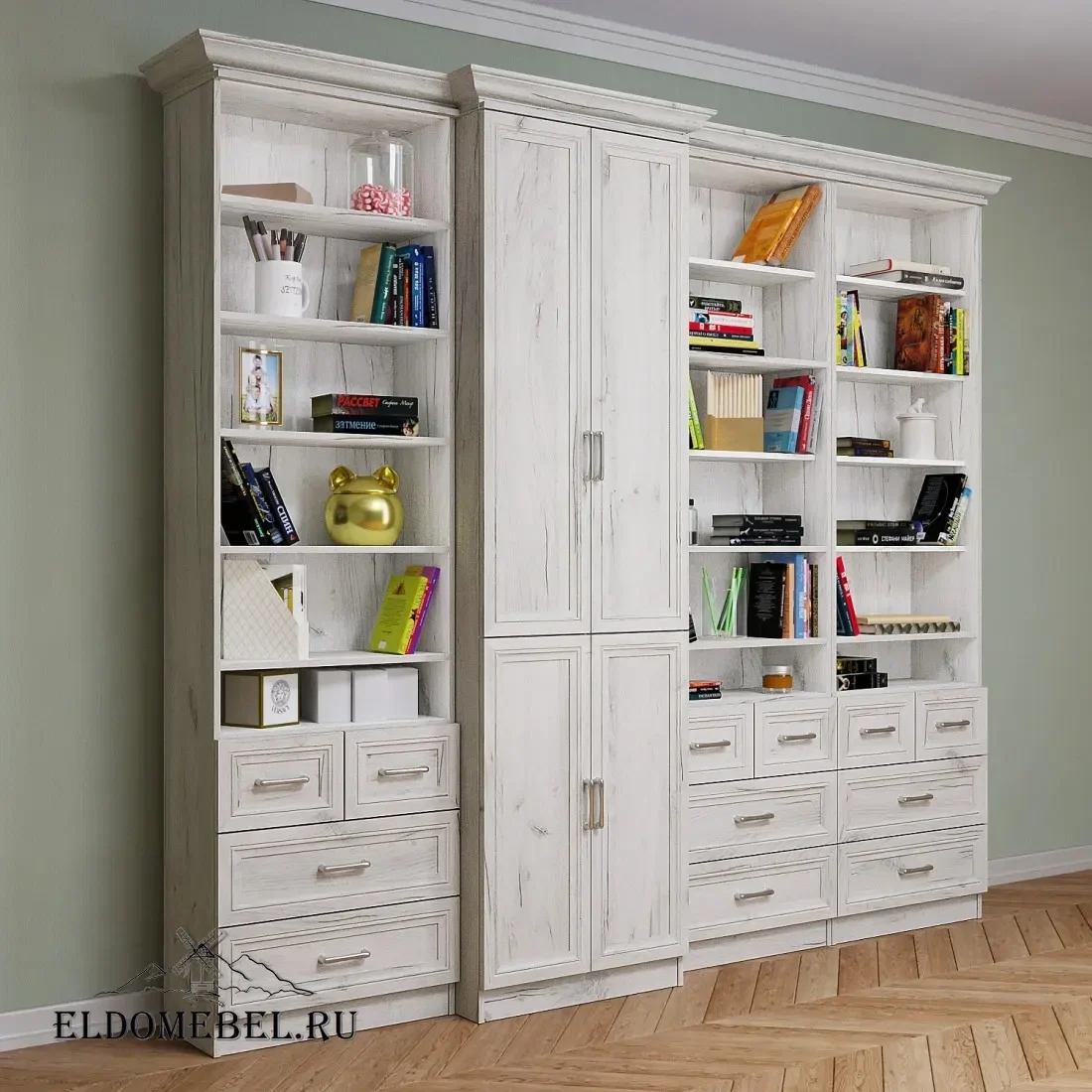 Стильный стеллаж Автограф №2 цвет Дуб крафт белый