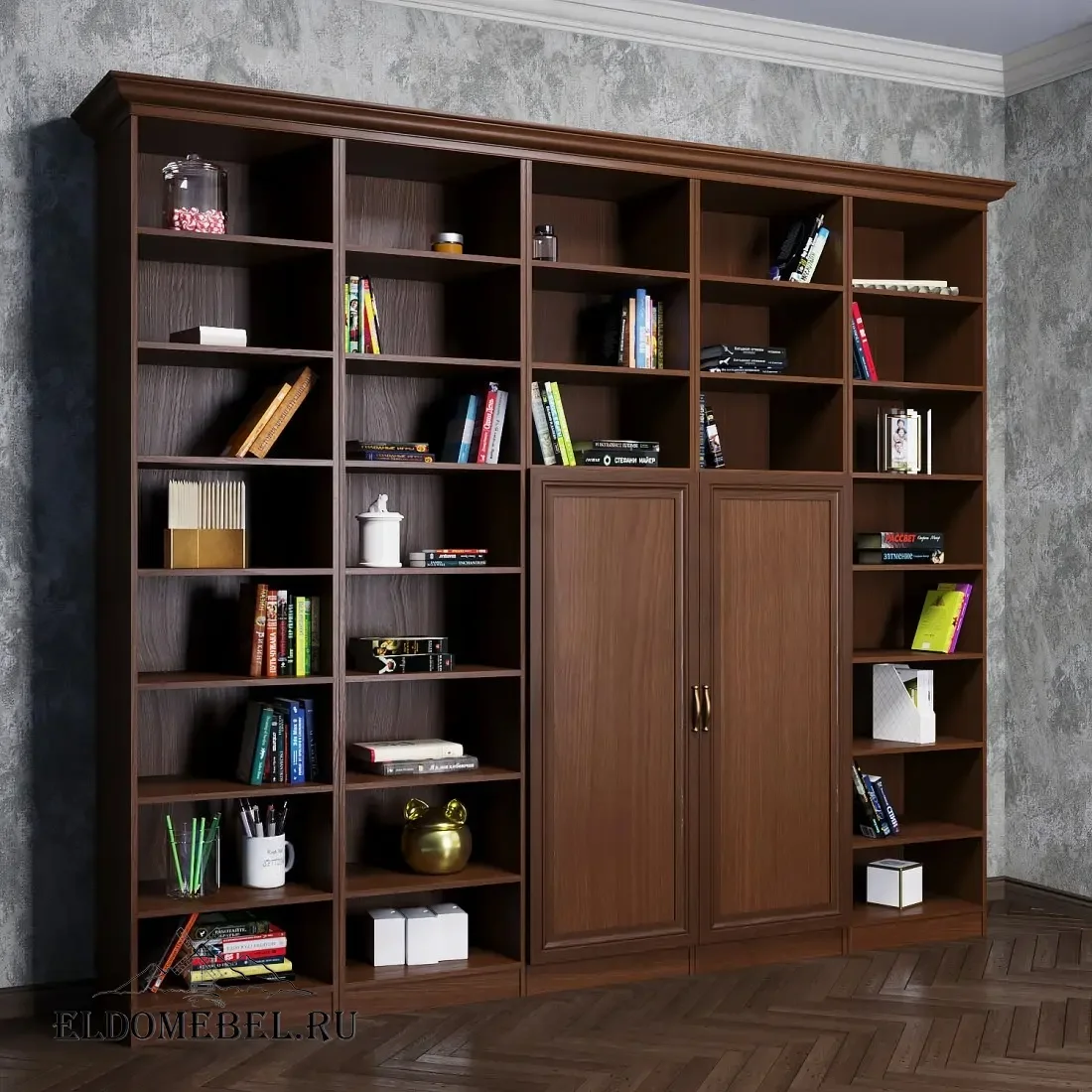 Стеллаж с дверцами Автограф №3 цвет Стандарт итальянский орех