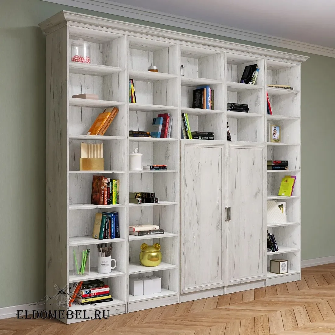 Стеллаж с дверцами Автограф №3 цвет Дуб крафт белый