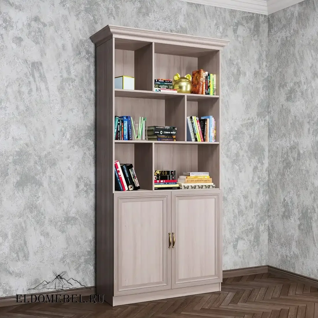 Стеллаж с высокой тумбой Автограф №4 цвет Стандарт шимо светлый