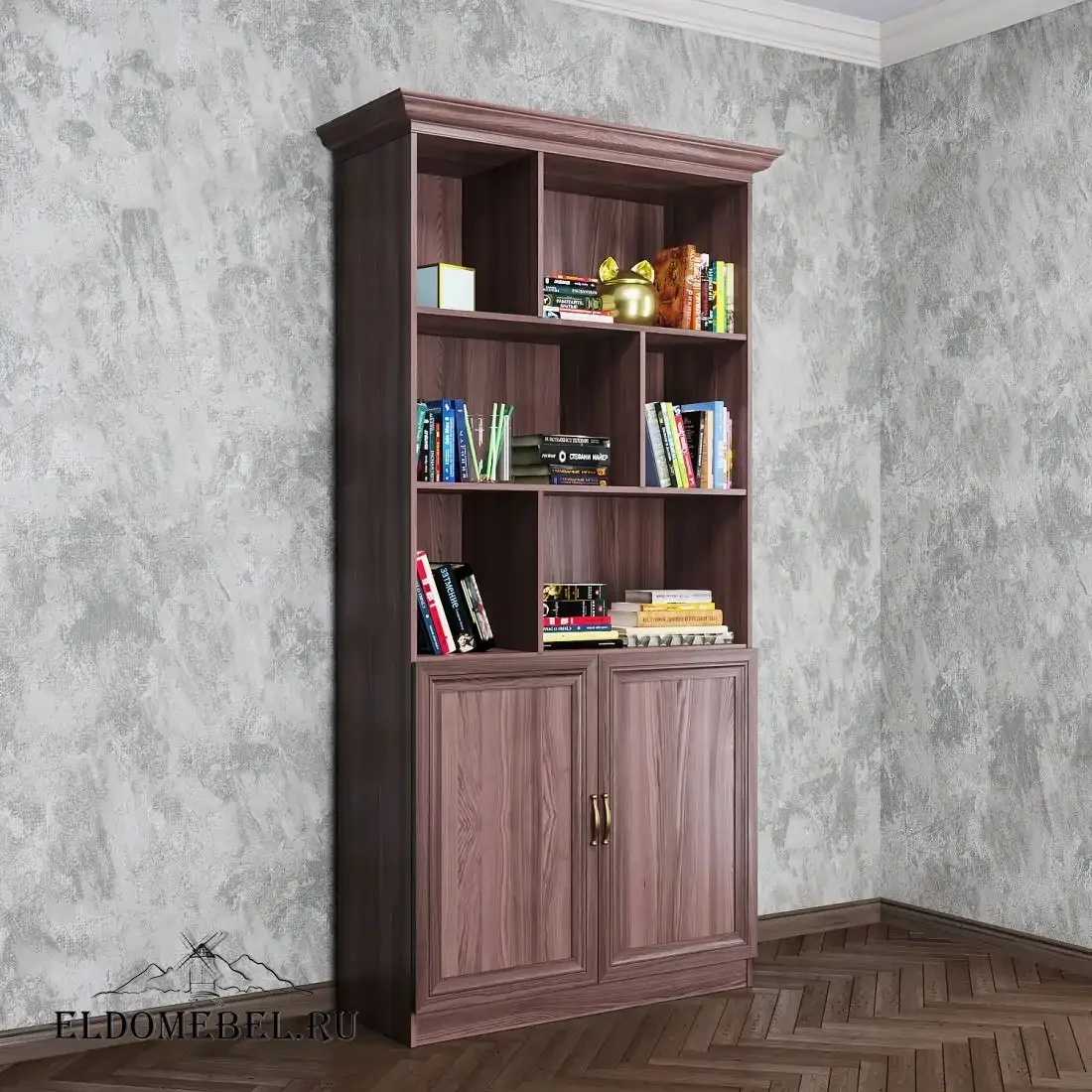 Стеллаж с высокой тумбой Автограф №4 цвет Стандарт шимо темный