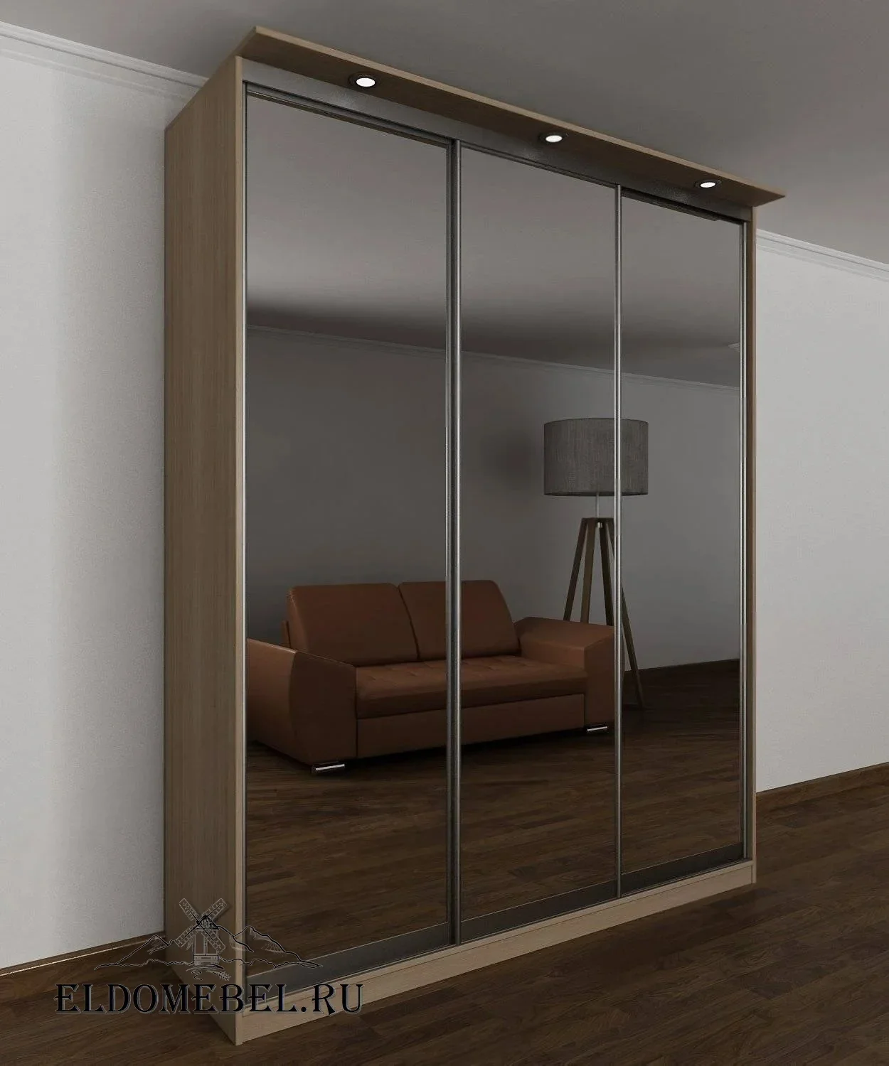 Шкаф купе Мотес 7  с зеркалом     цвет Стандарт шимо светлый