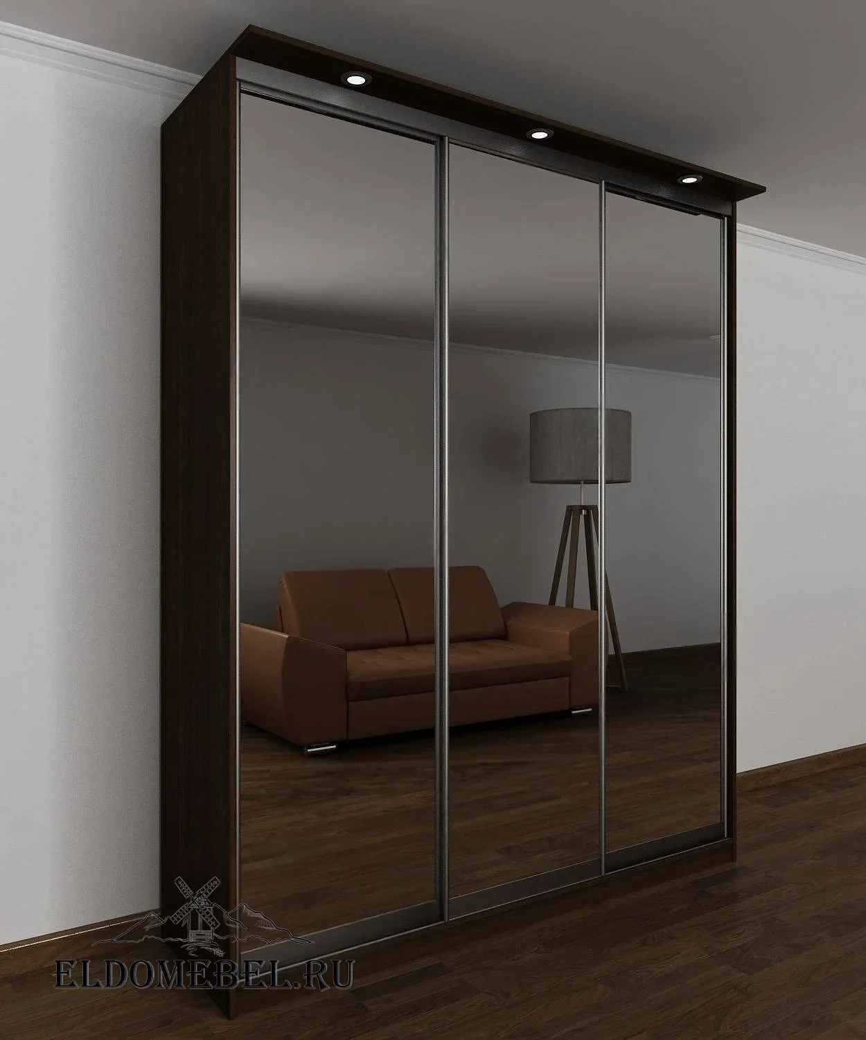 Шкаф купе Мотес 7  с зеркалом     цвет Стандарт венге