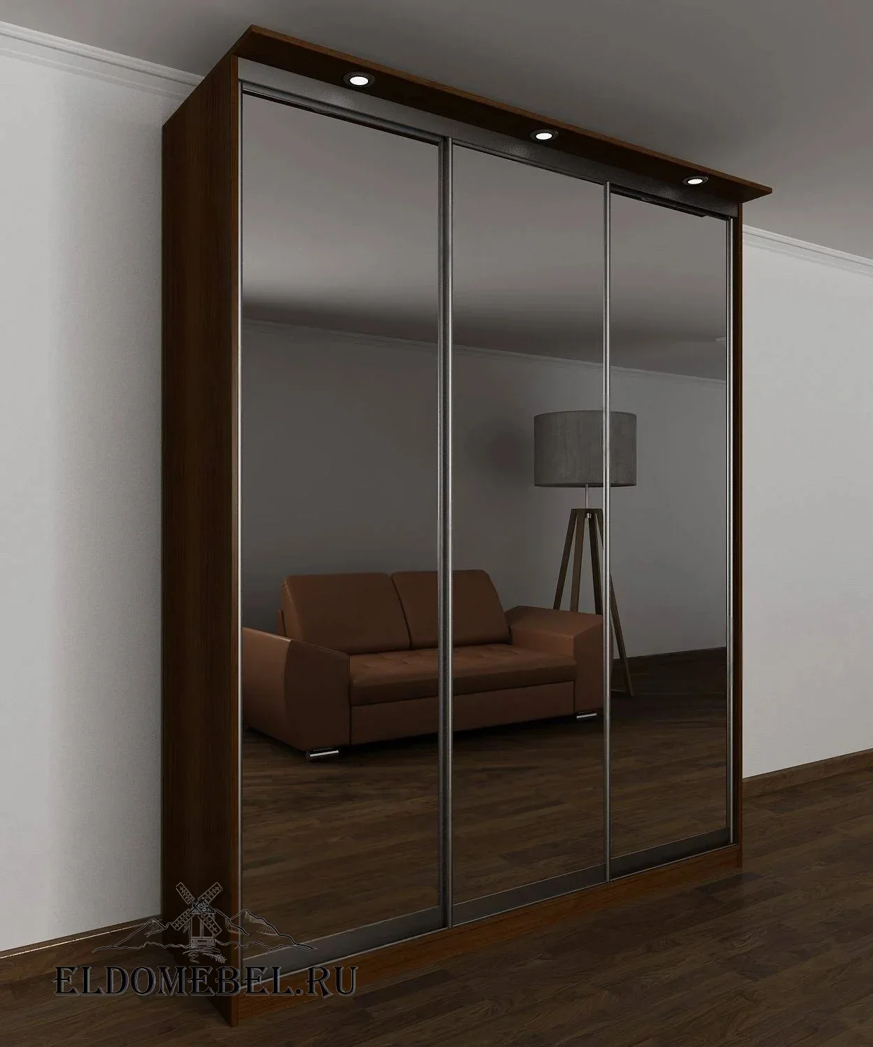 Шкаф купе Мотес 7  с зеркалом     цвет Стандарт итальянский орех