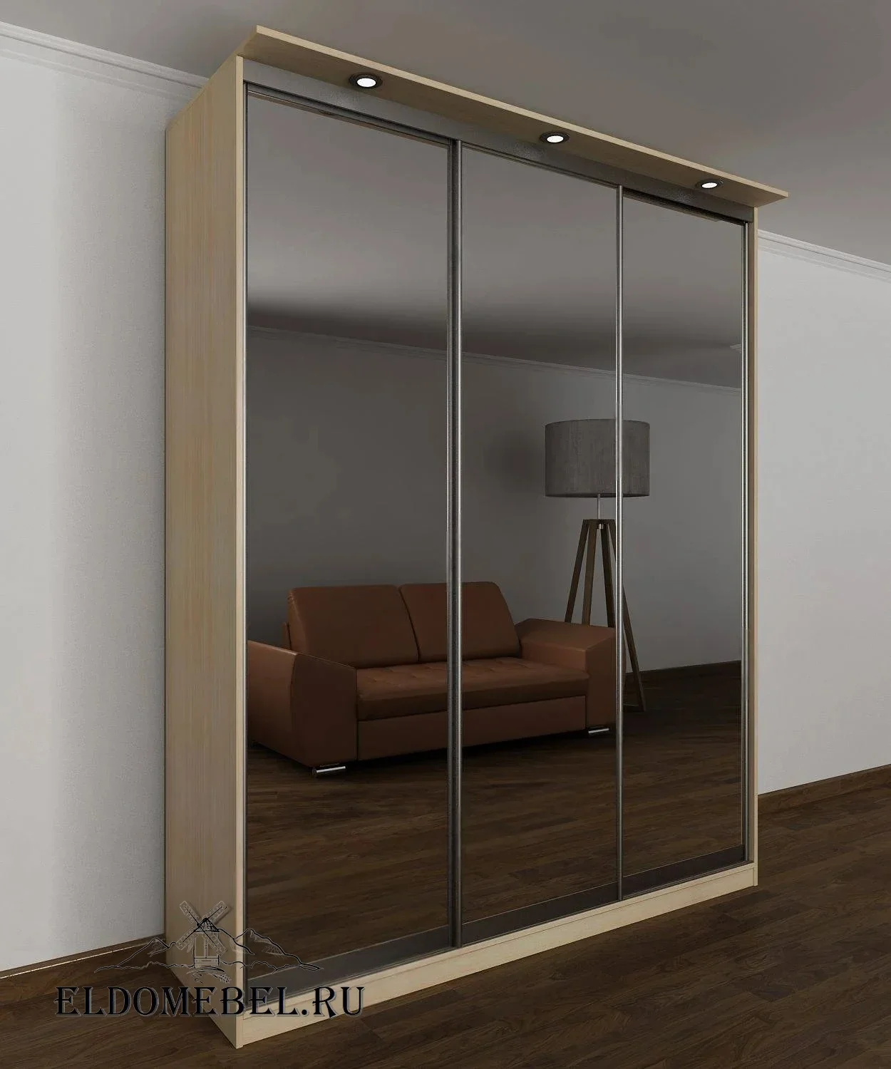 Шкаф купе Мотес 7  с зеркалом     цвет Стандарт молочный беленый дуб