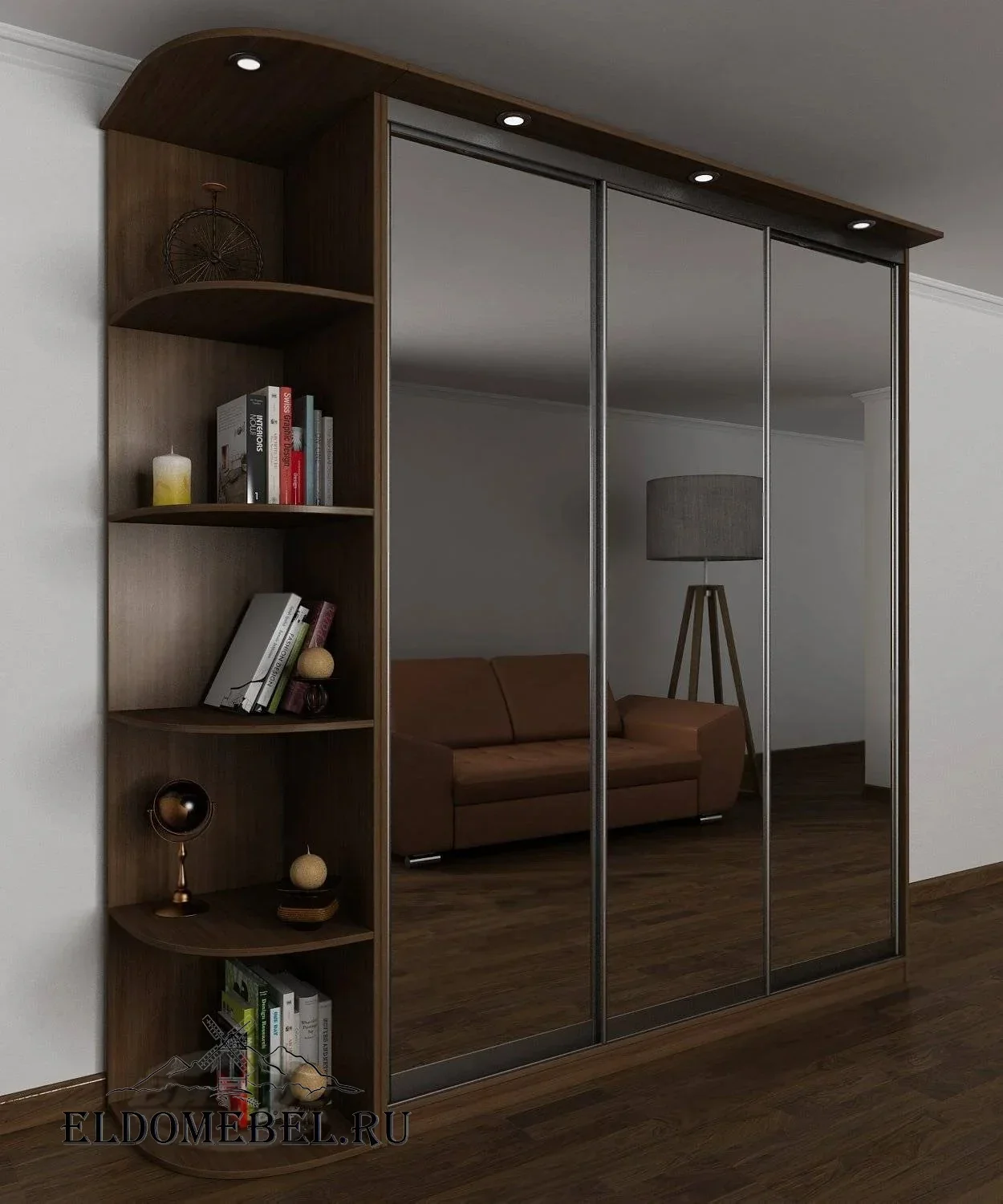 Шкаф купе Мотес 8  с зеркалом     цвет Стандарт шимо темный