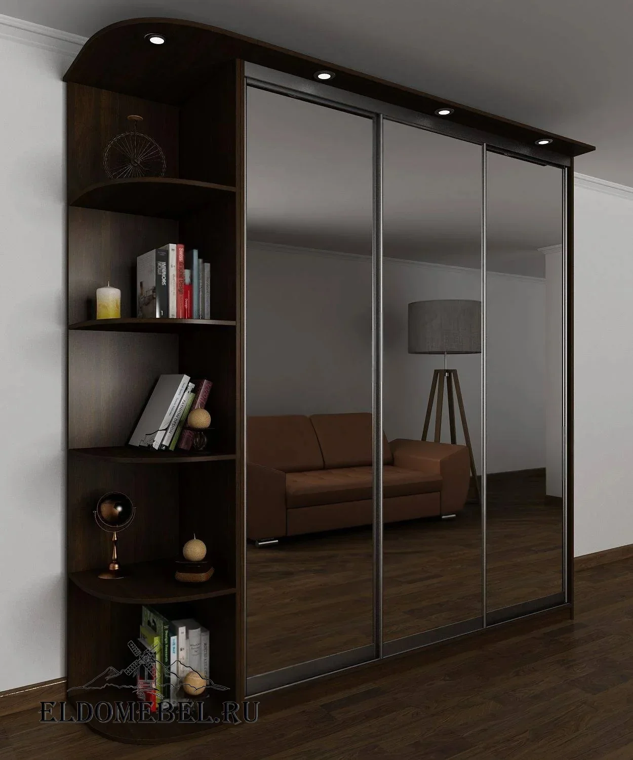 Шкаф купе 8  с зеркалом     цвет Стандарт венге