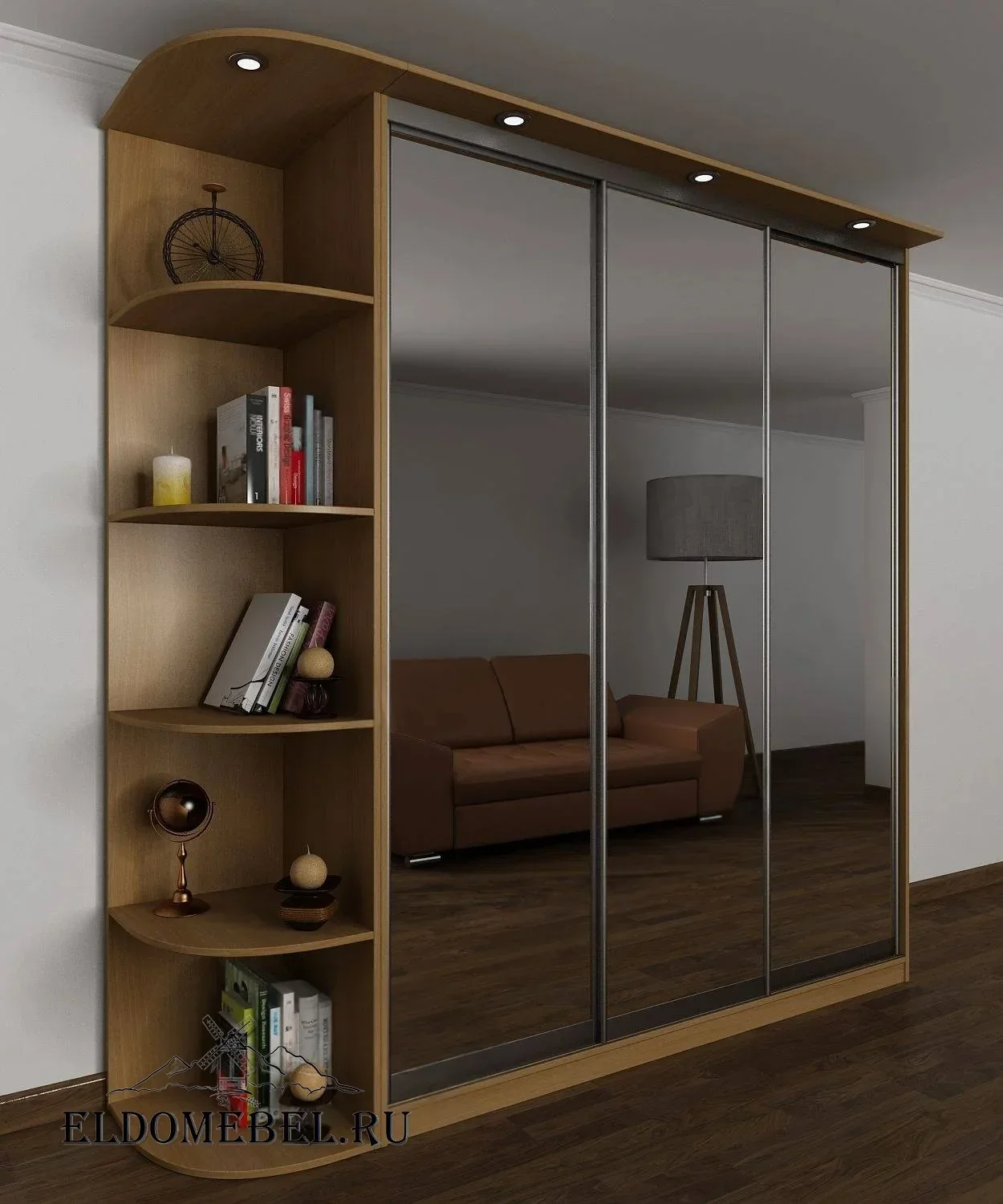 Шкаф купе Мотес 8  с зеркалом     цвет Стандарт бук