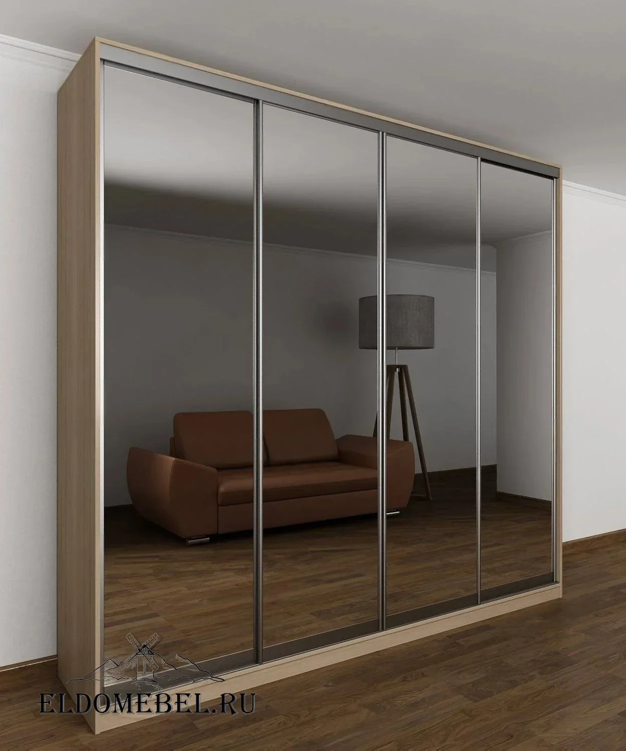 Шкаф купе Мотес 9  с зеркалом     цвет Стандарт шимо светлый