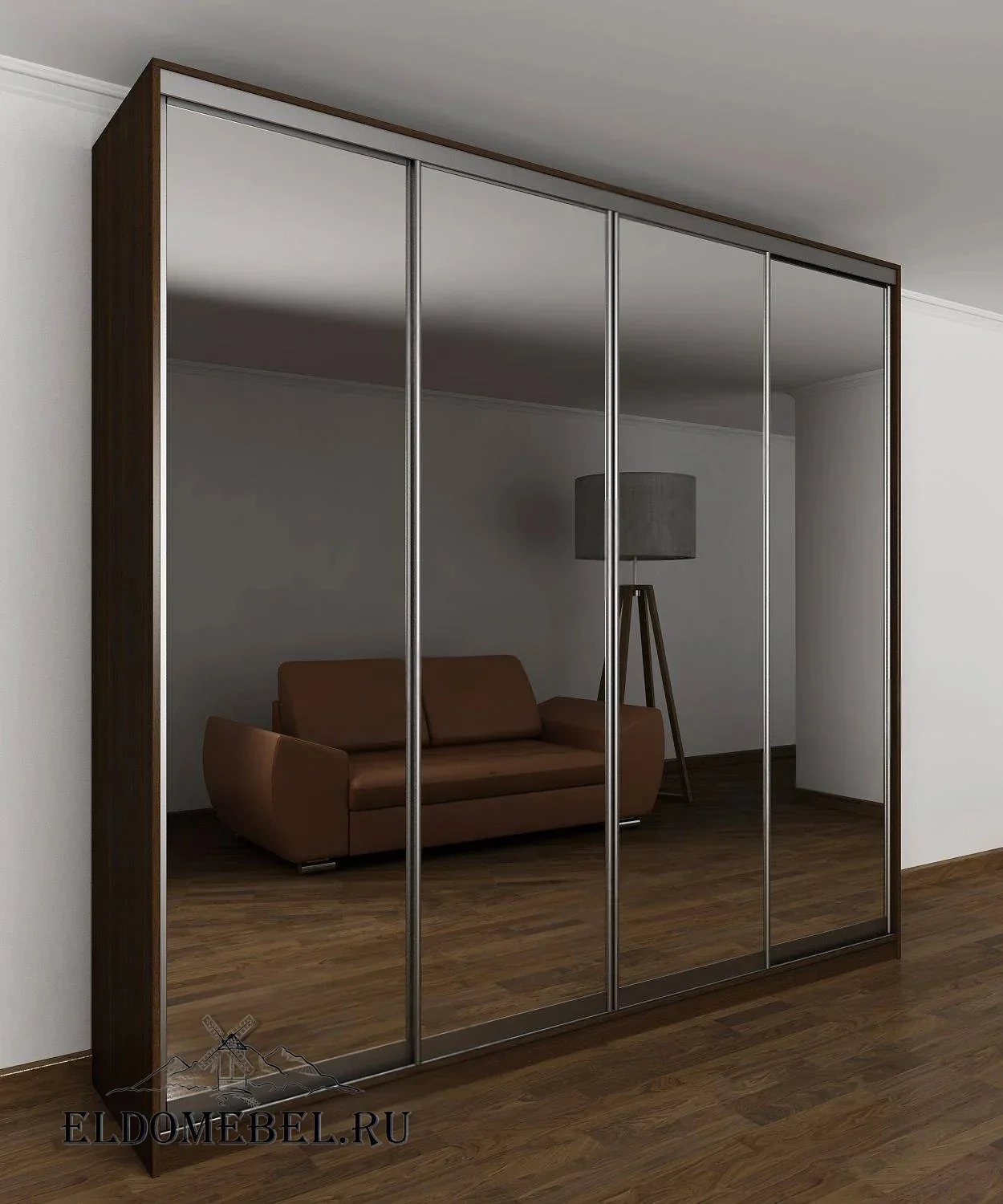 Шкаф купе Мотес 9  с зеркалом     цвет Стандарт венге