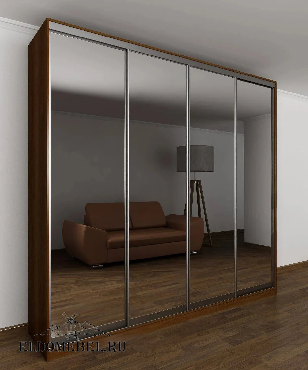 Шкаф купе Мотес 9  с зеркалом     цвет Стандарт итальянский орех