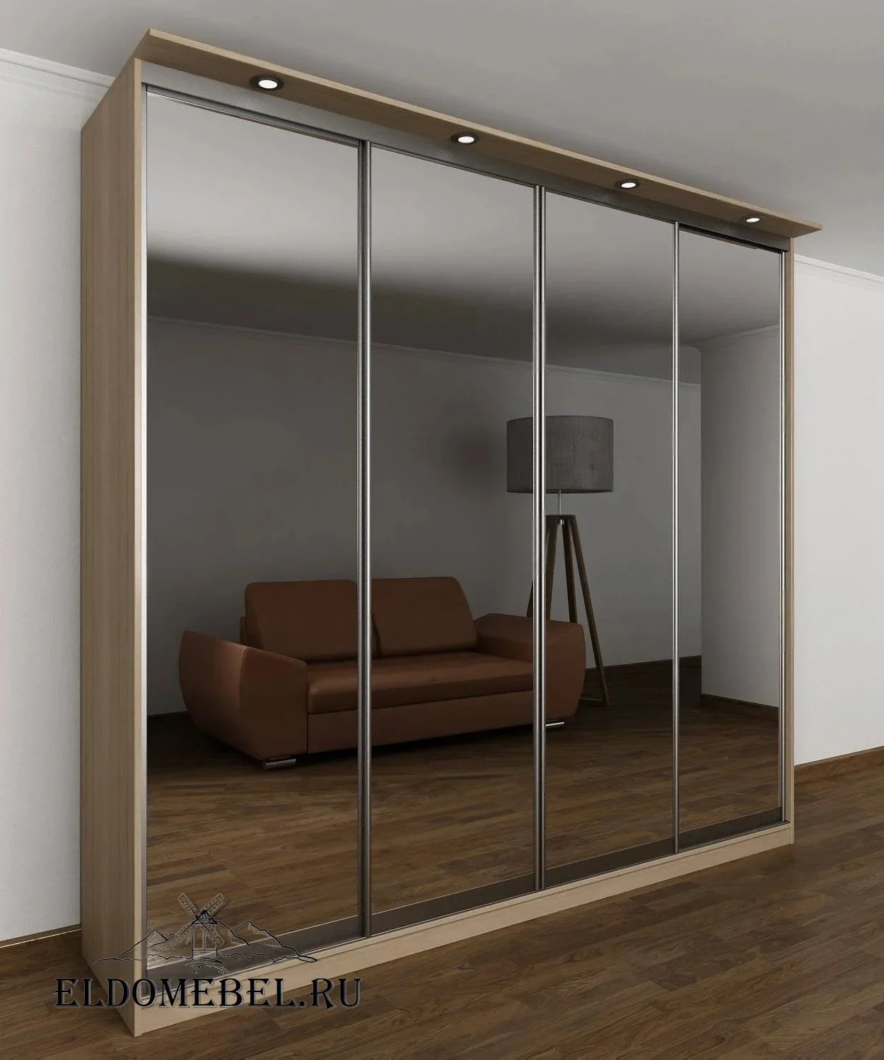 Шкаф купе Мотес 10  с зеркалом     цвет Стандарт шимо светлый