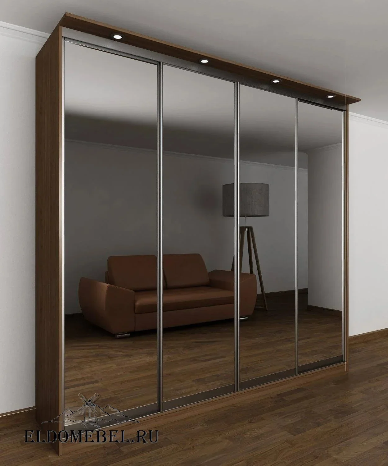 Шкаф купе Мотес 10  с зеркалом     цвет Стандарт шимо темный