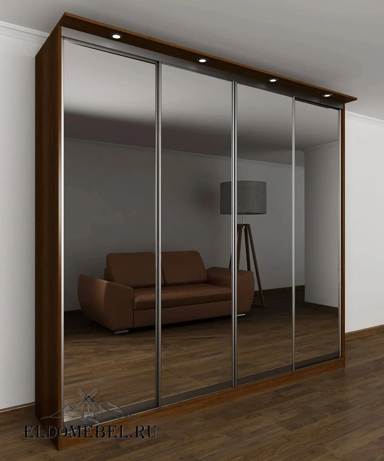 Шкаф купе Мотес 10  с зеркалом     цвет Стандарт венге