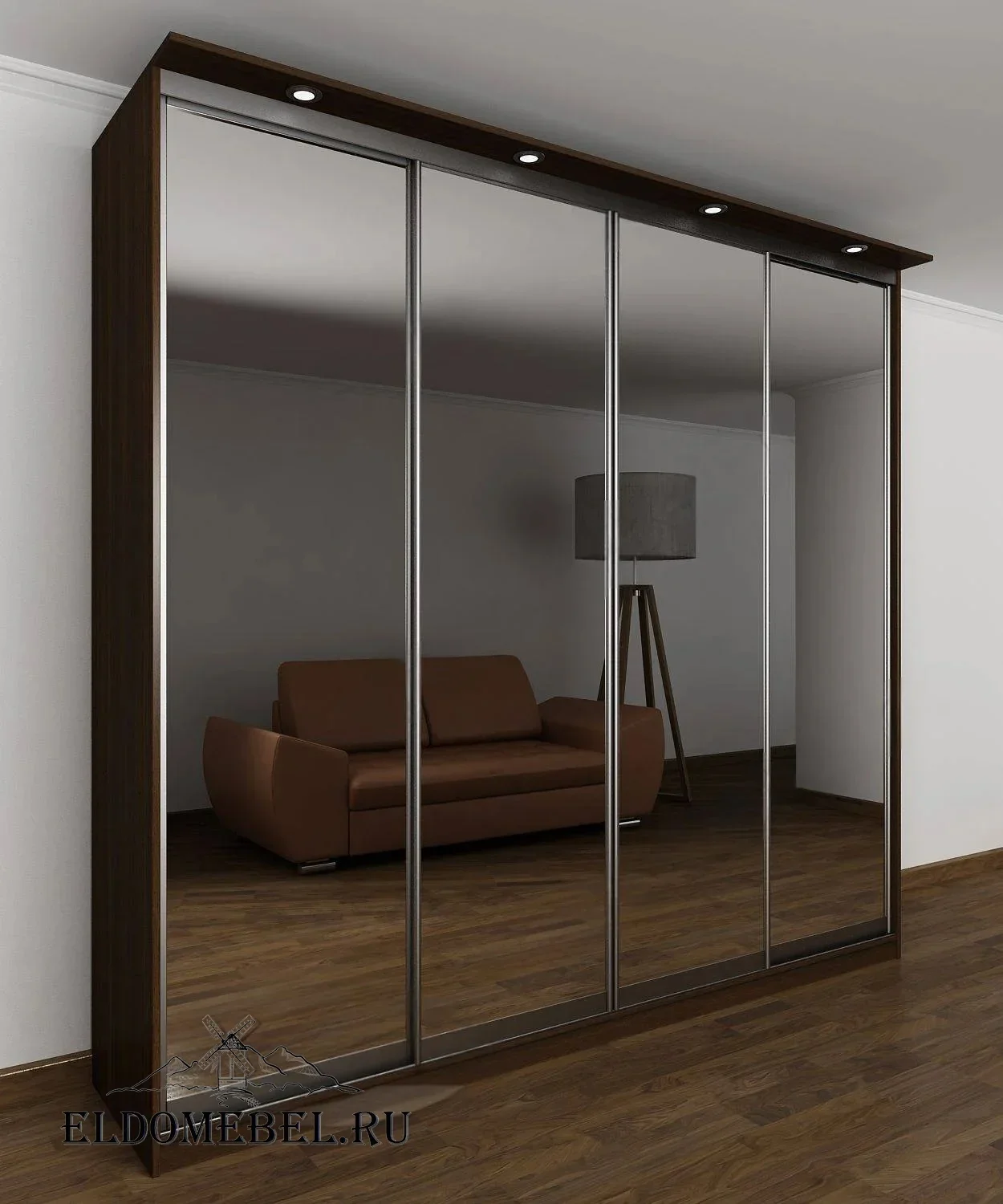 Шкаф купе Мотес 10  с зеркалом     цвет Стандарт венге