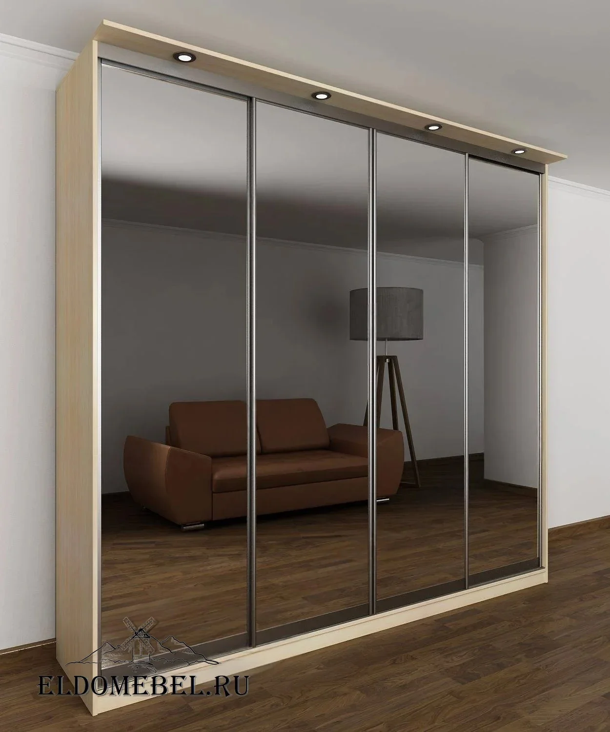 Шкаф купе Мотес 10  с зеркалом     цвет Стандарт молочный беленый дуб