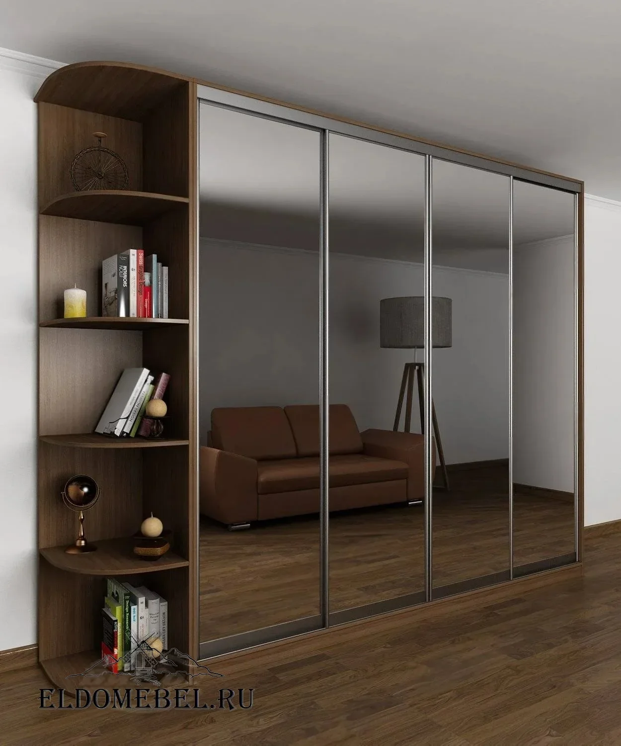 Шкаф купе Мотес 11  с зеркалом     цвет Стандарт шимо темный