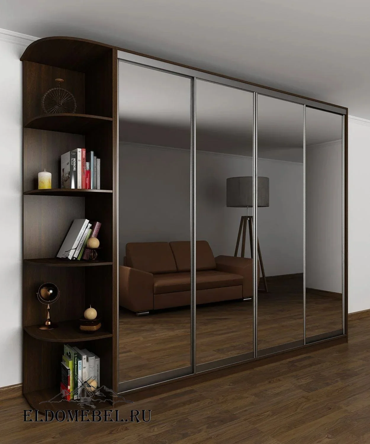 Шкаф купе Мотес 11  с зеркалом     цвет Стандарт венге